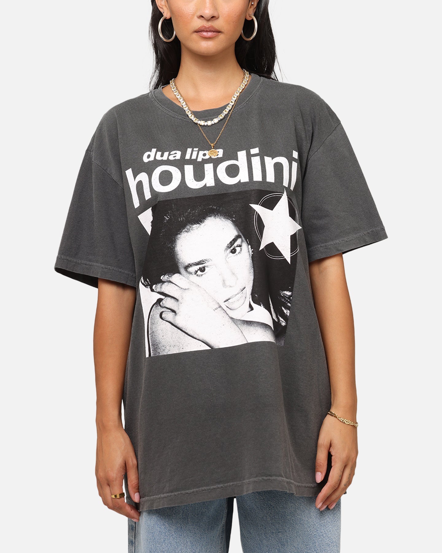 Dua Lipa Houdini T-Shirt Faded Black Style001