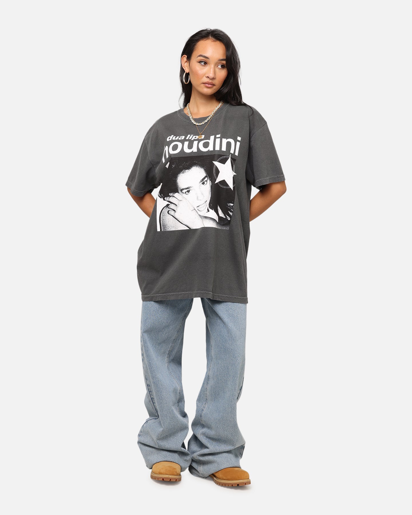 Dua Lipa Houdini T-Shirt Faded Black Style001