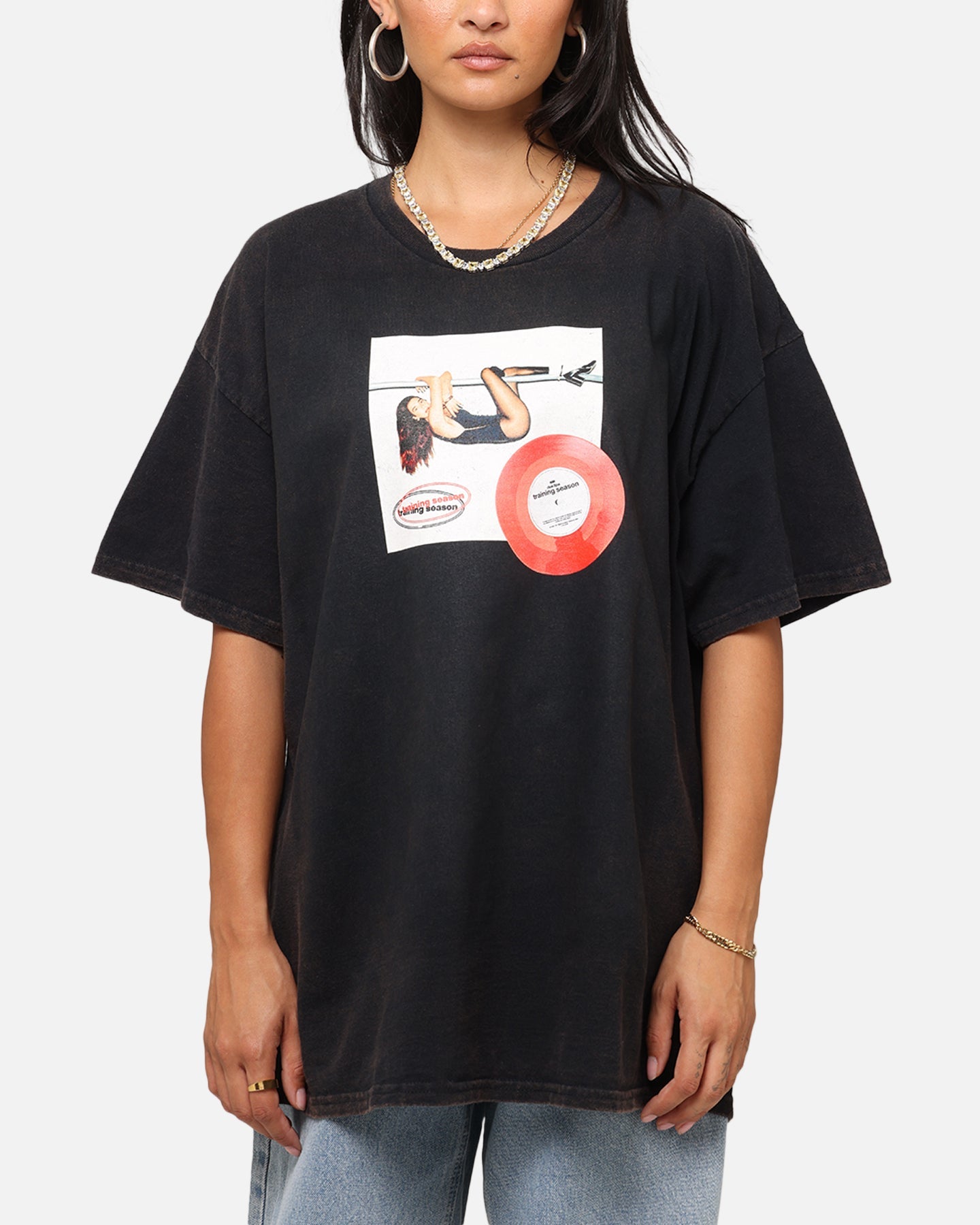 Dua Lipa Training Season T-Shirt Black Vintage Style001