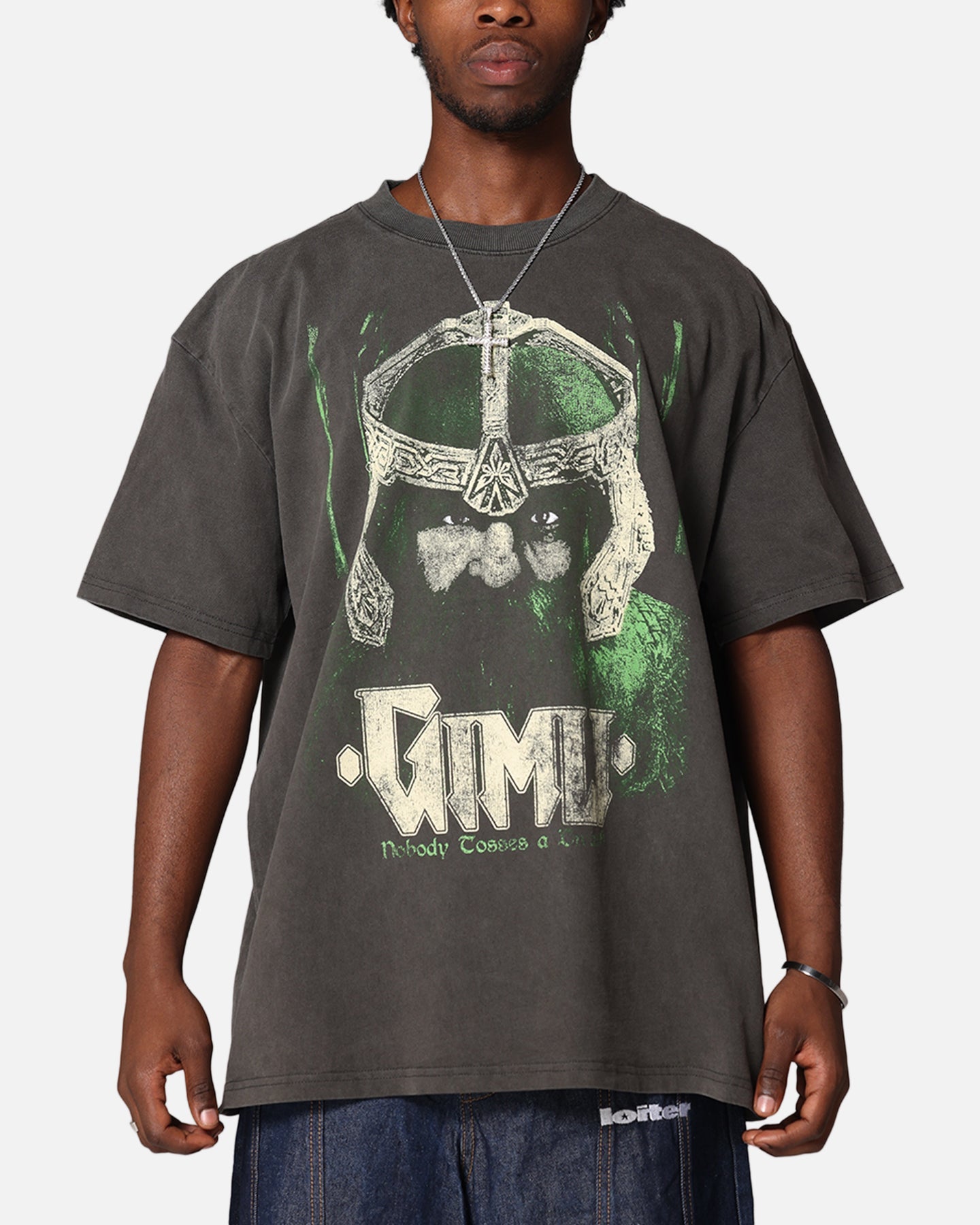 American Thrift X Lord Of The Rings Gimli Toss Heavy T-Shirt Black Wash