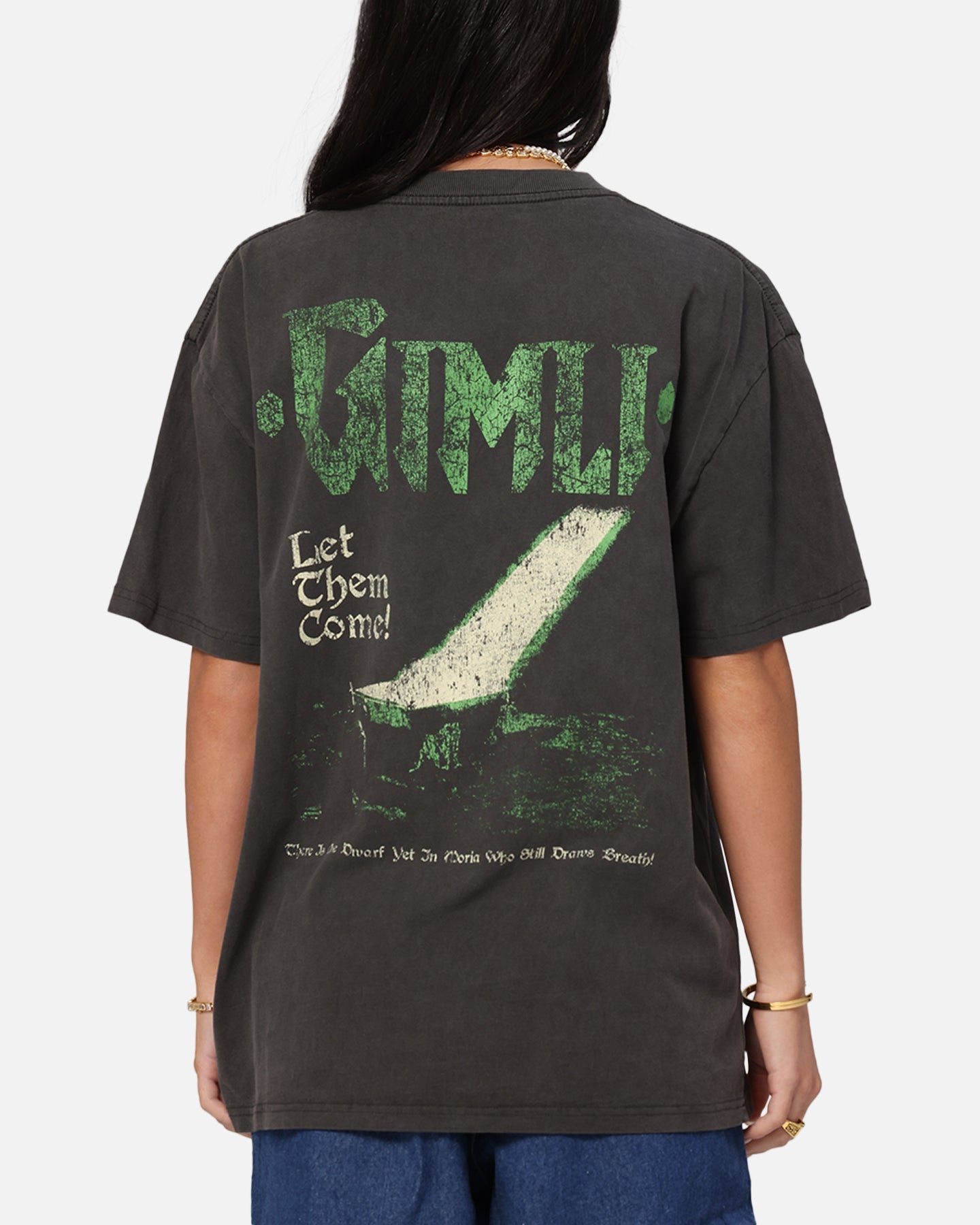 American Thrift X Lord Of The Rings Gimli Toss Heavy T-Shirt Black Wash Style001