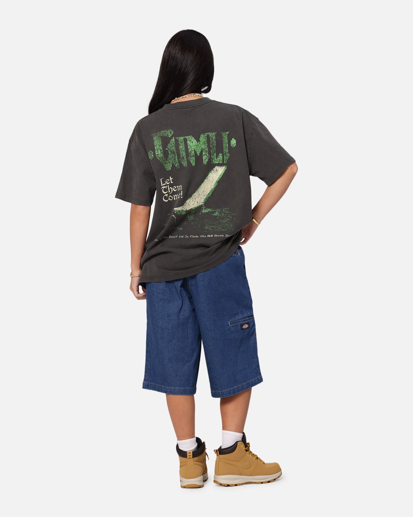 American Thrift X Lord Of The Rings Gimli Toss Heavy T-Shirt Black Wash Style001