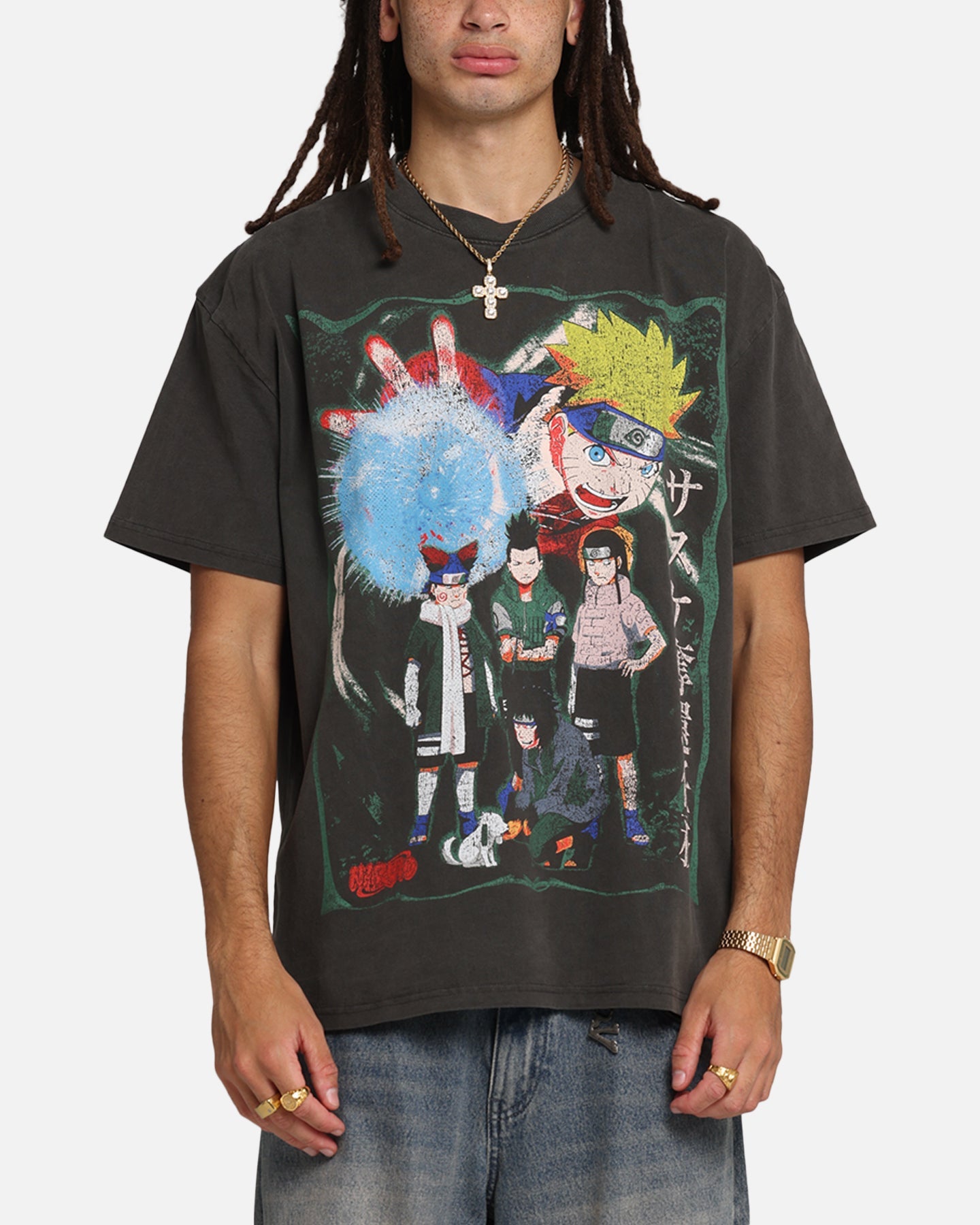 73 Studio X Naruto Sasuke Retrieval Heavy T-Shirt Black Wash