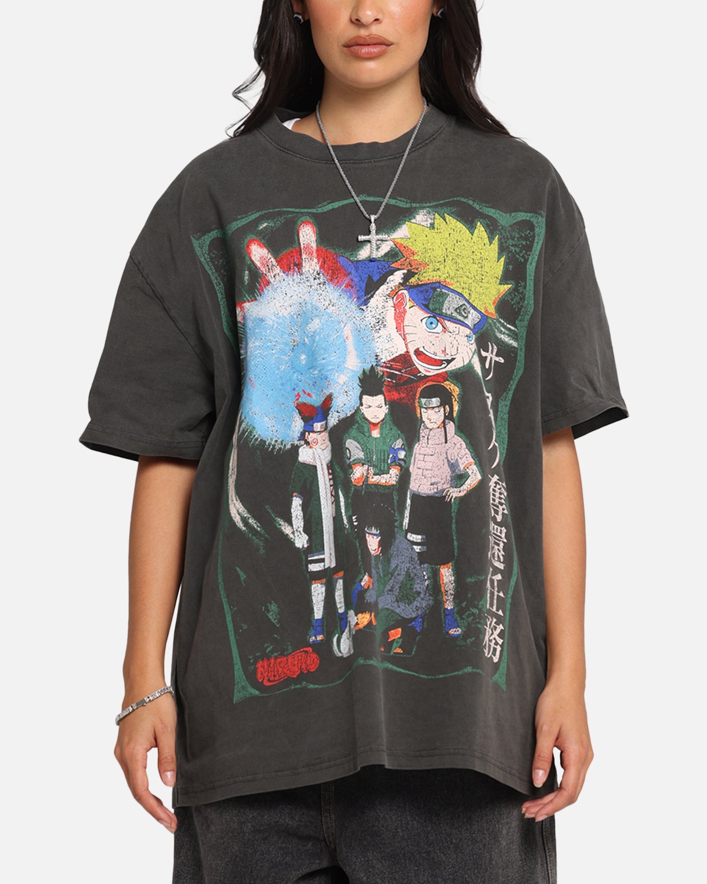 73 Studio X Naruto Sasuke Retrieval Heavy T-Shirt Black Wash Style001