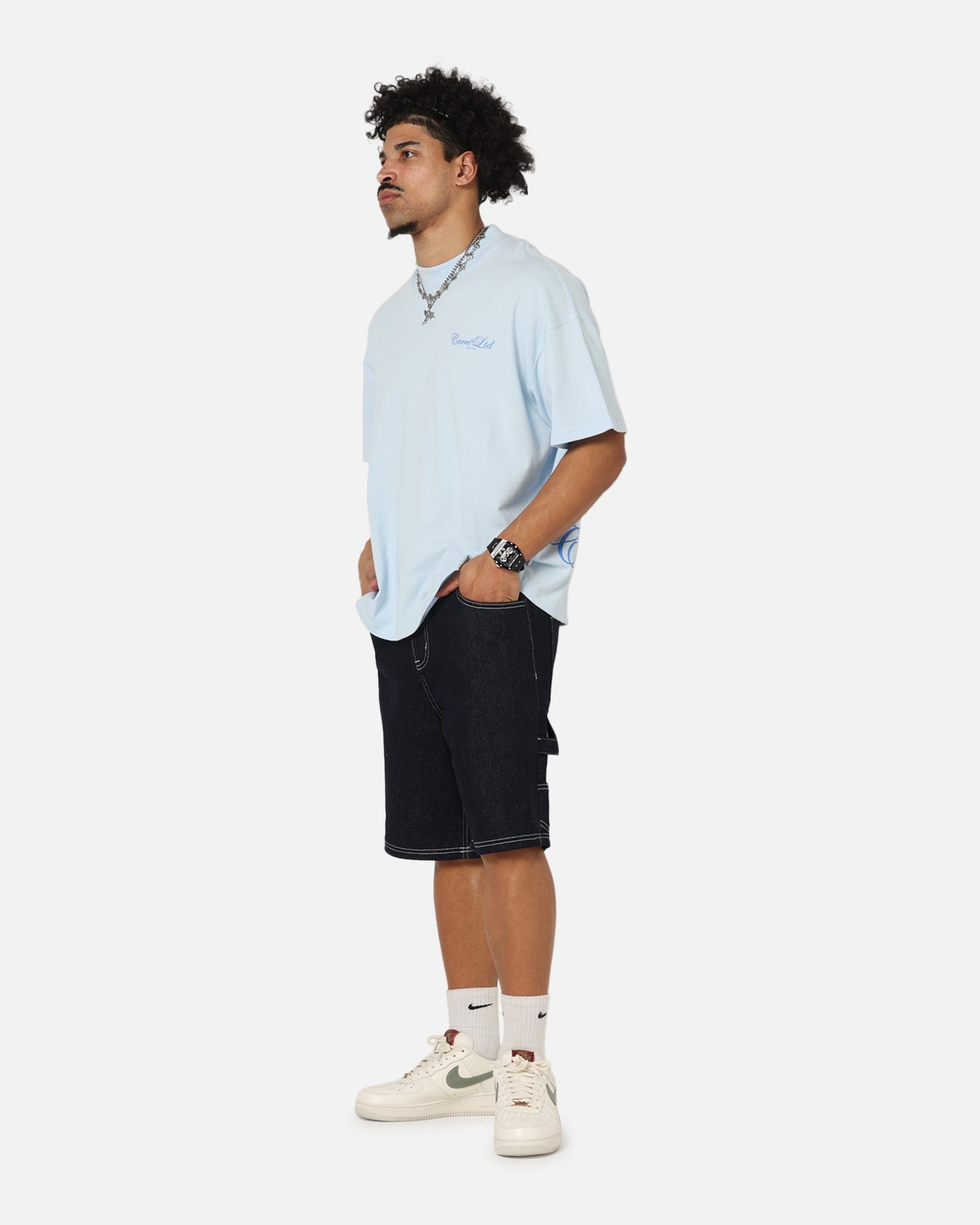 Carre Side Script Oversized T-Shirt Baby Blue
