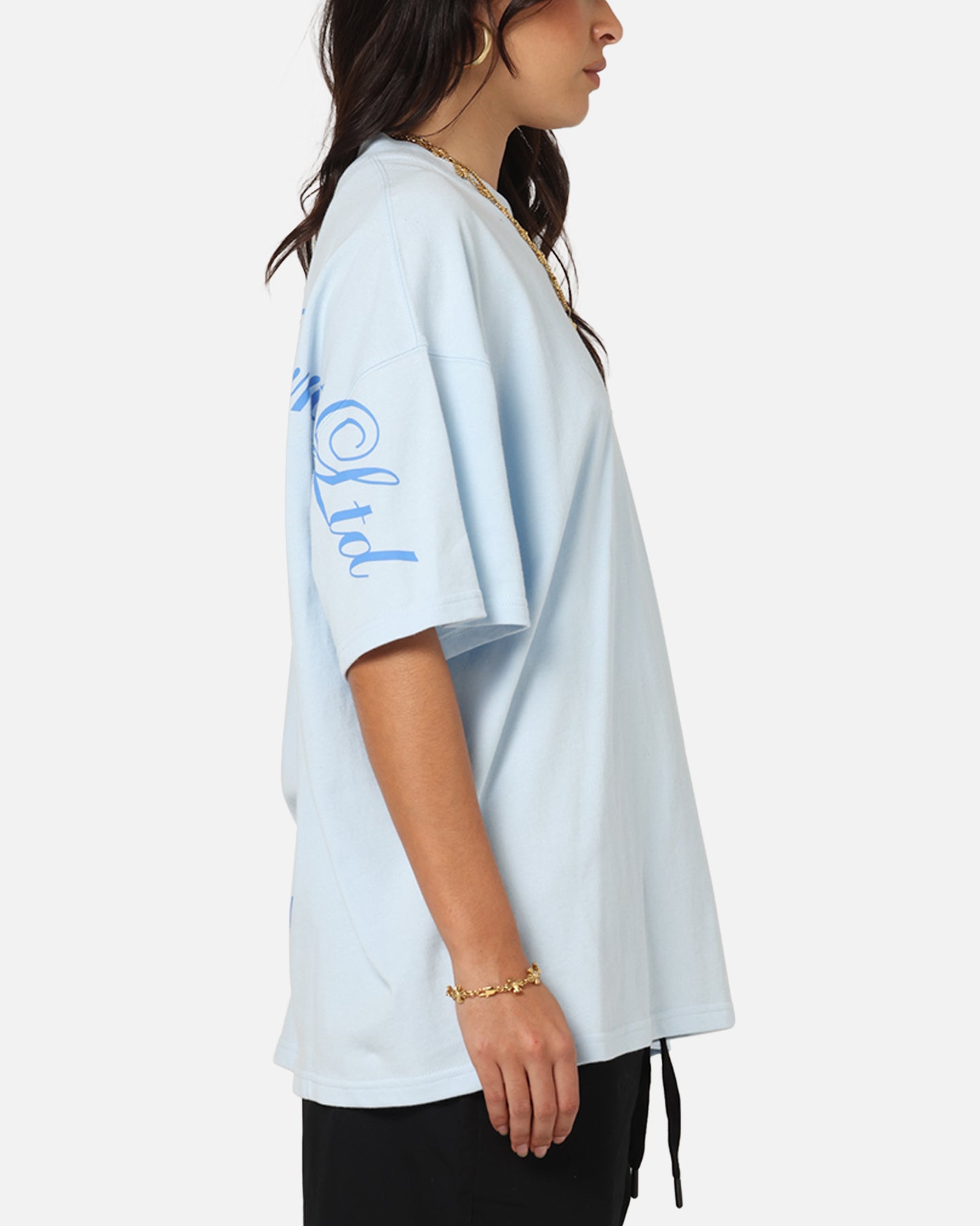 Carre Side Script Oversized T-Shirt Baby Blue Style001
