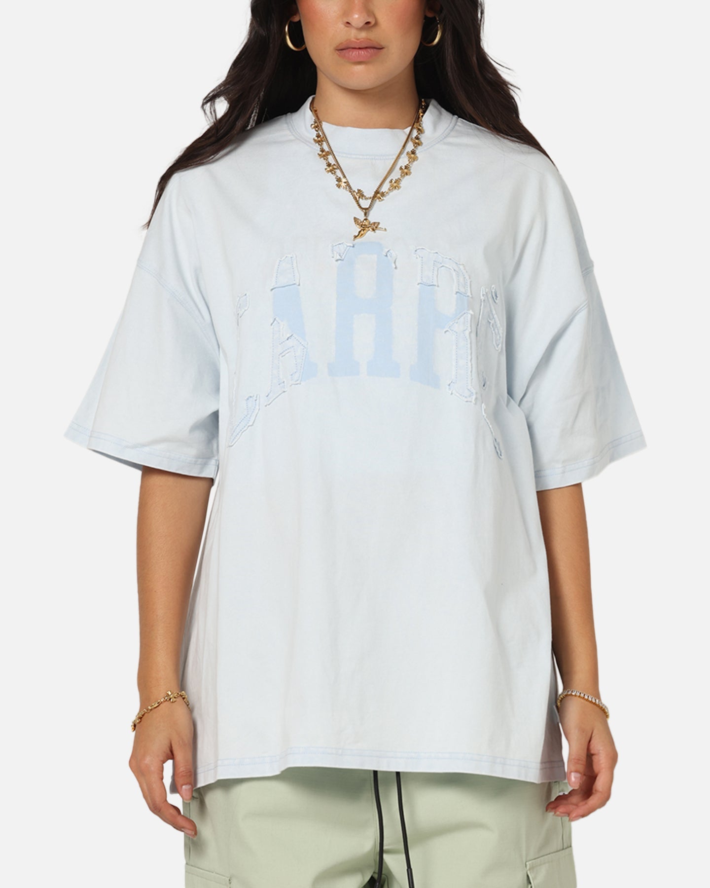 Carre Con Star Oversized T-Shirt Baby Blue Style001