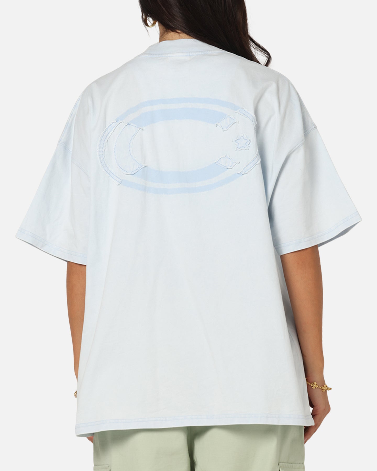 Carre Con Star Oversized T-Shirt Baby Blue Style001