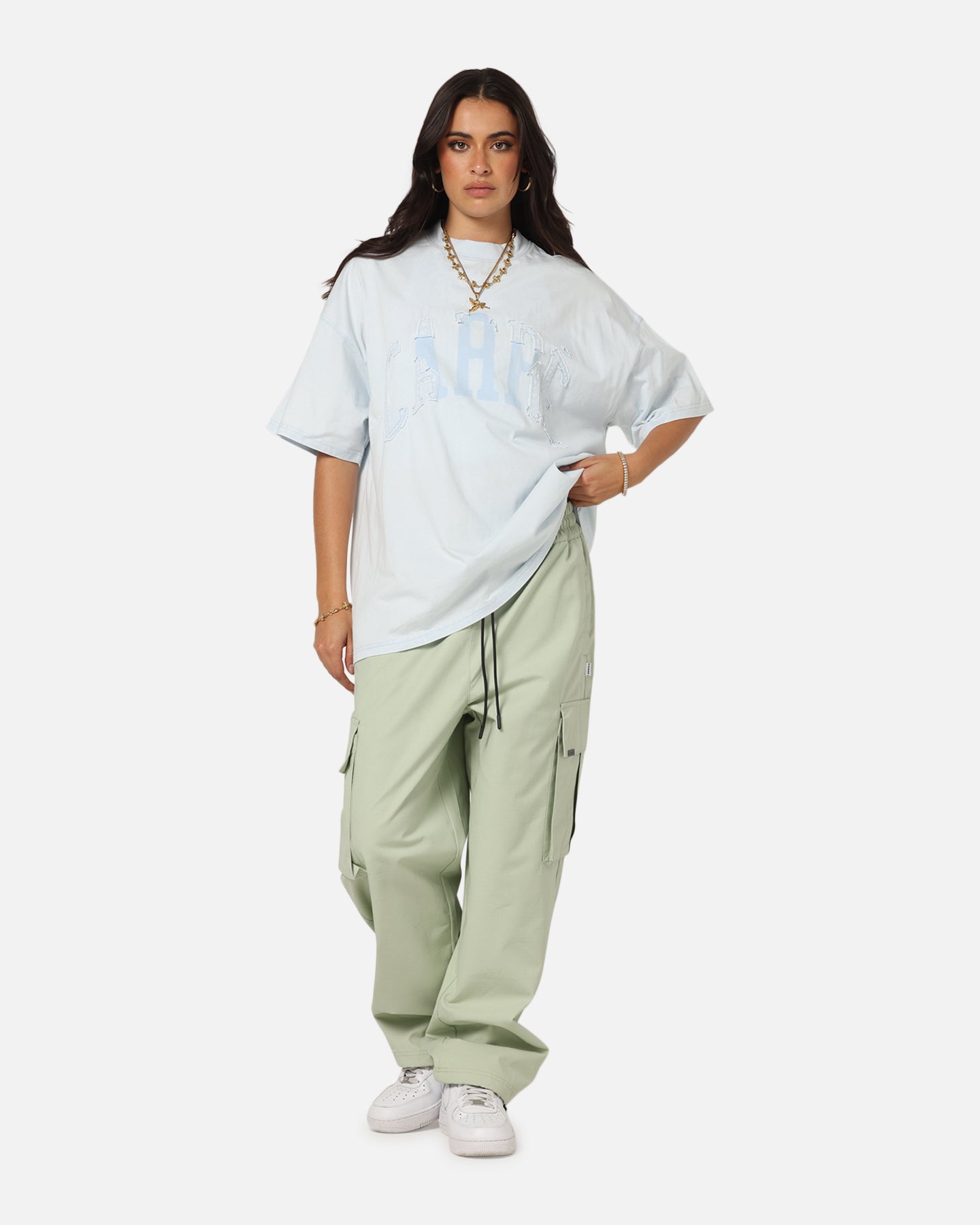 Carre Con Star Oversized T-Shirt Baby Blue Style001