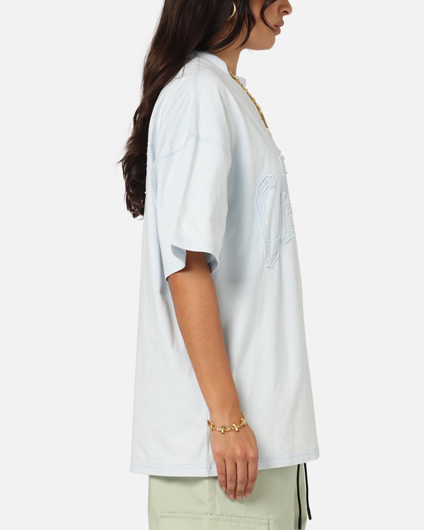 Carre Con Star Oversized T-Shirt Baby Blue Style001
