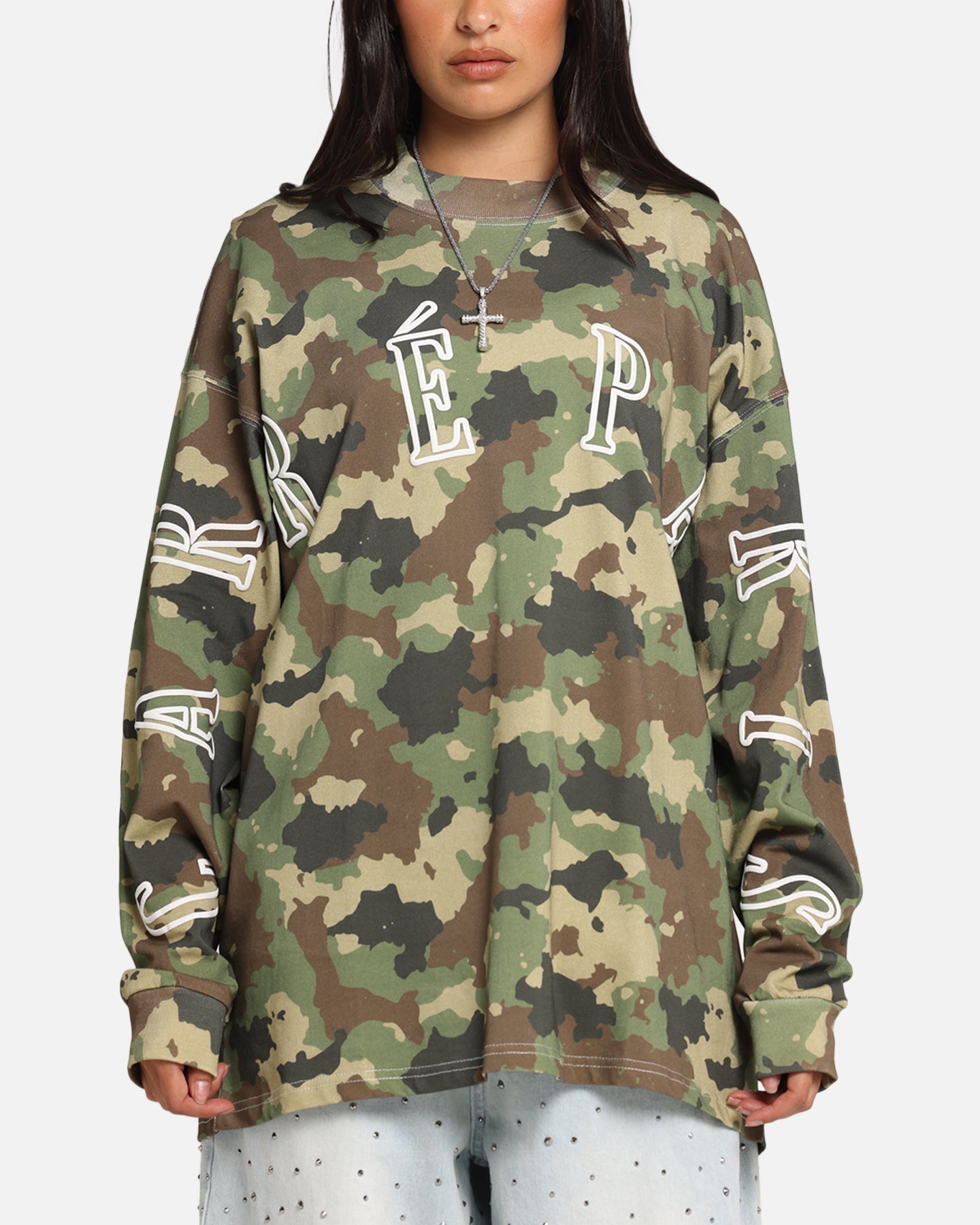 Carre Global Oversized Long Sleeve T-Shirt Camo Style001
