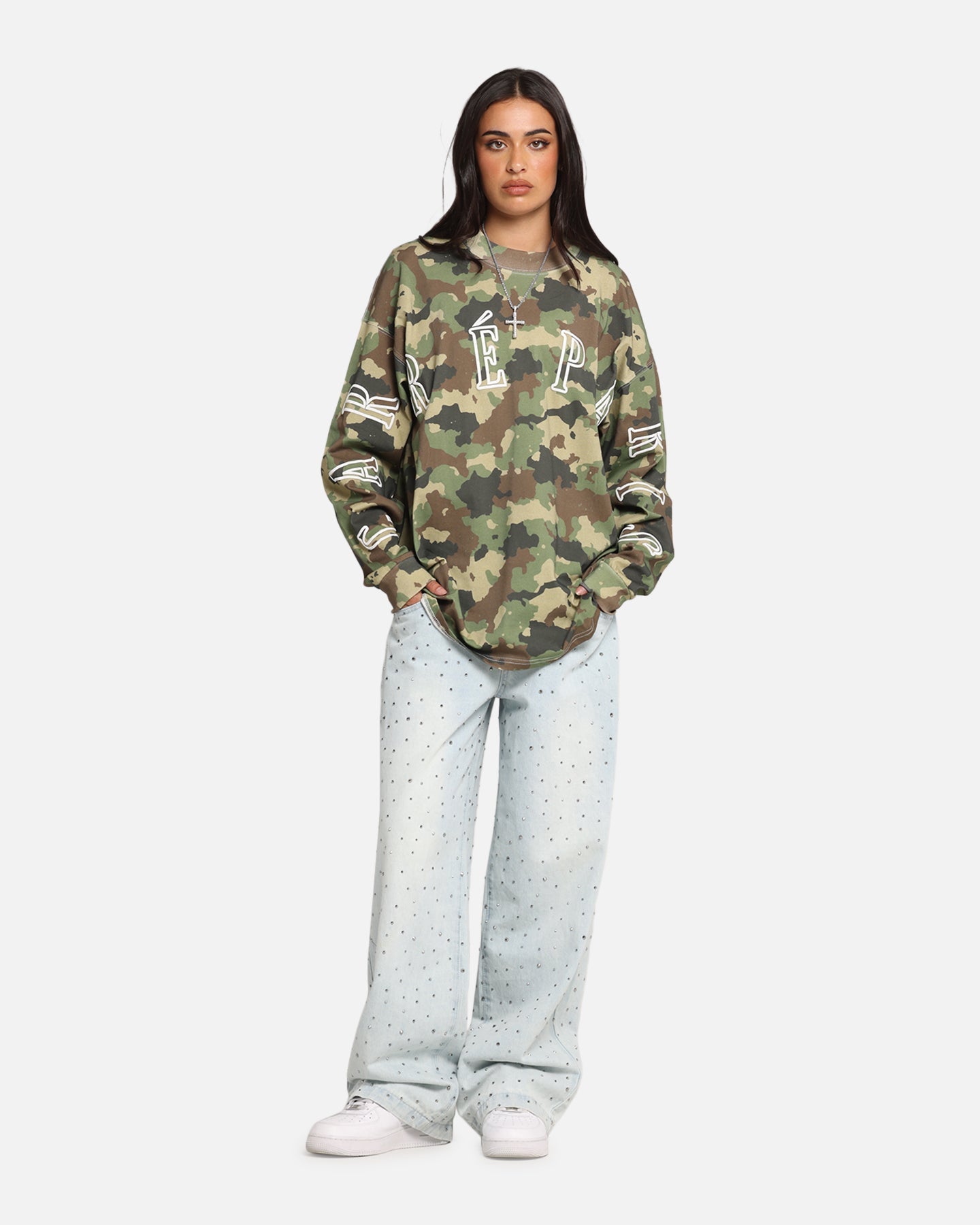 Carre Global Oversized Long Sleeve T-Shirt Camo Style001
