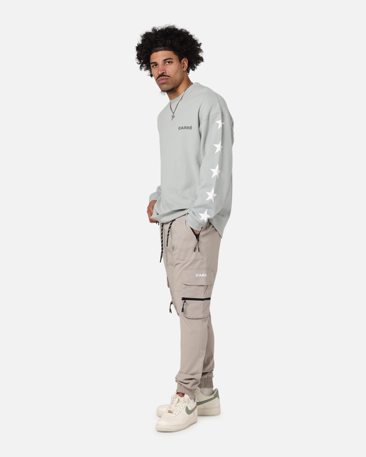 Carre Waffle Workwear Long Sleeve T-Shirt Grey