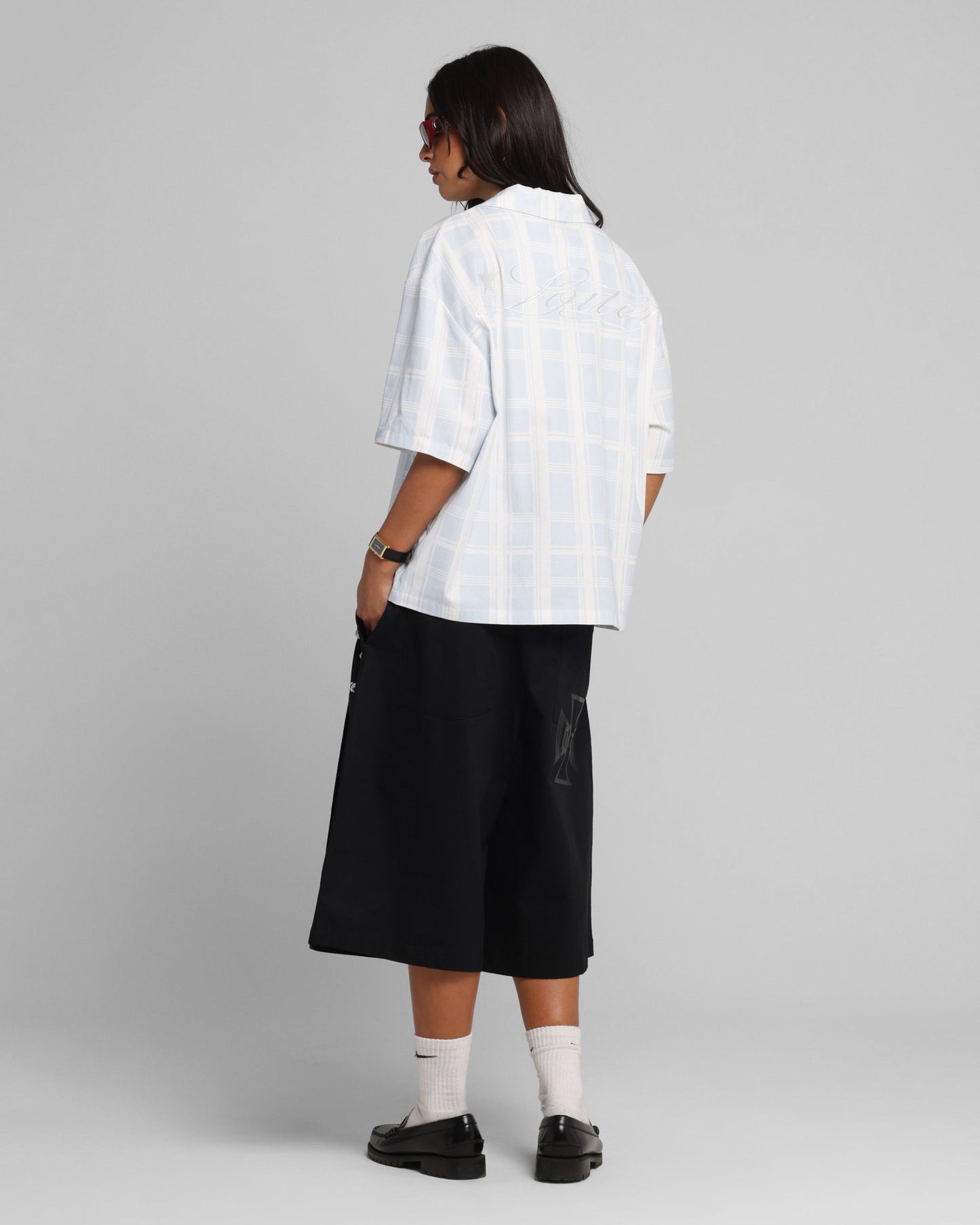 Loiter Daytona Button Up Shirt Blue Check Style001