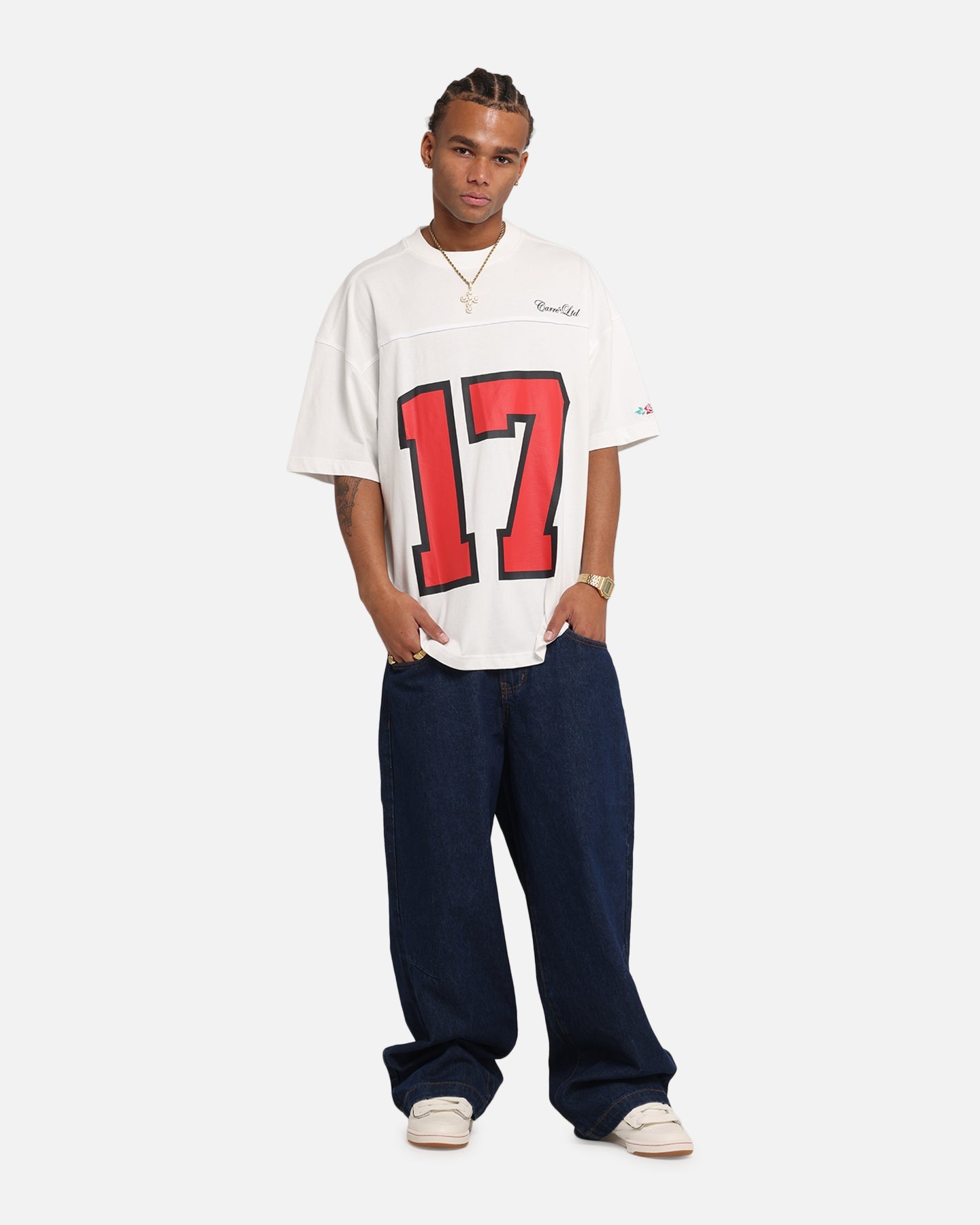 Carre Hitta Grid Iron T-Shirt Off White/Red