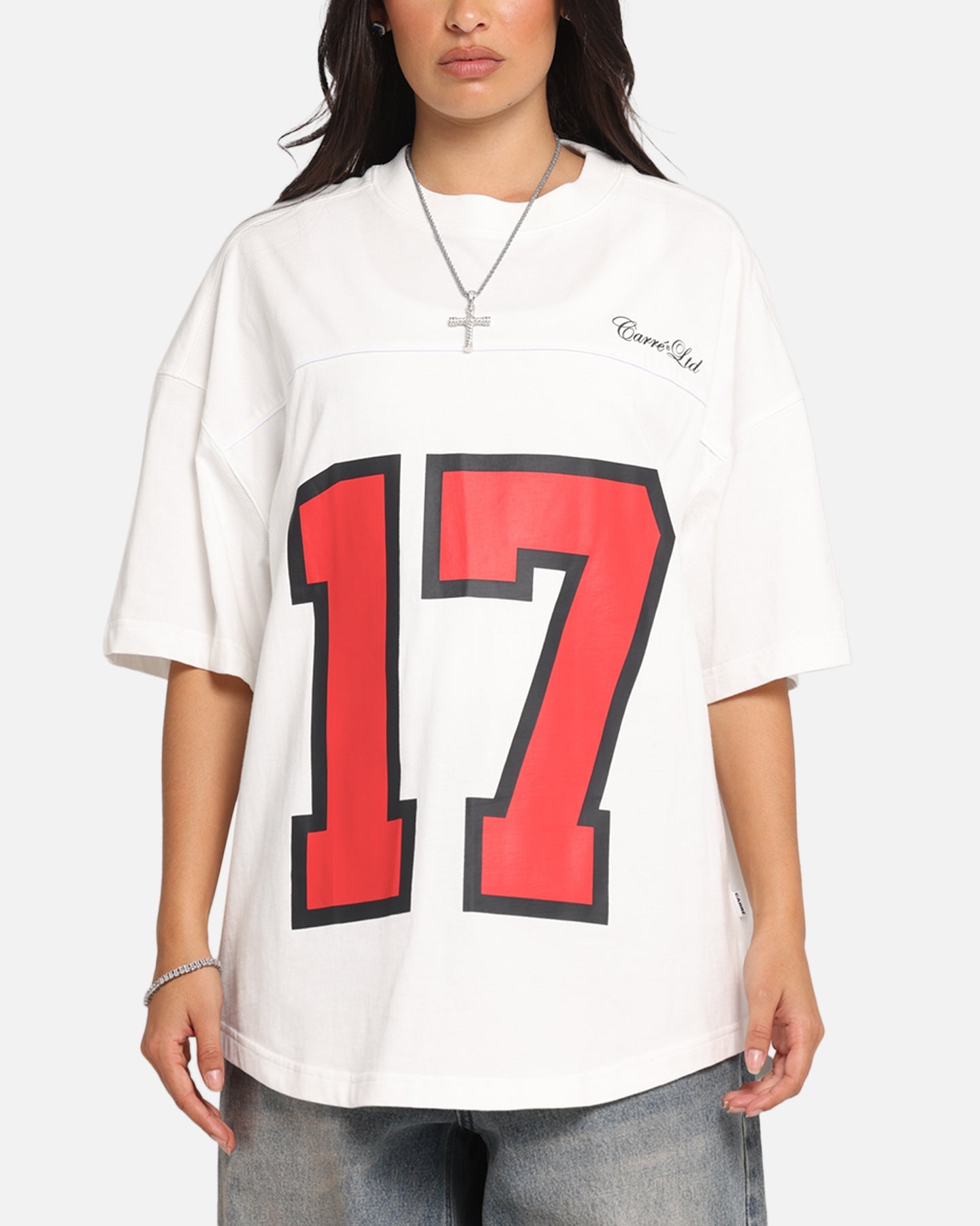 Carre Hitta Grid Iron T-Shirt Off White/Red Style001