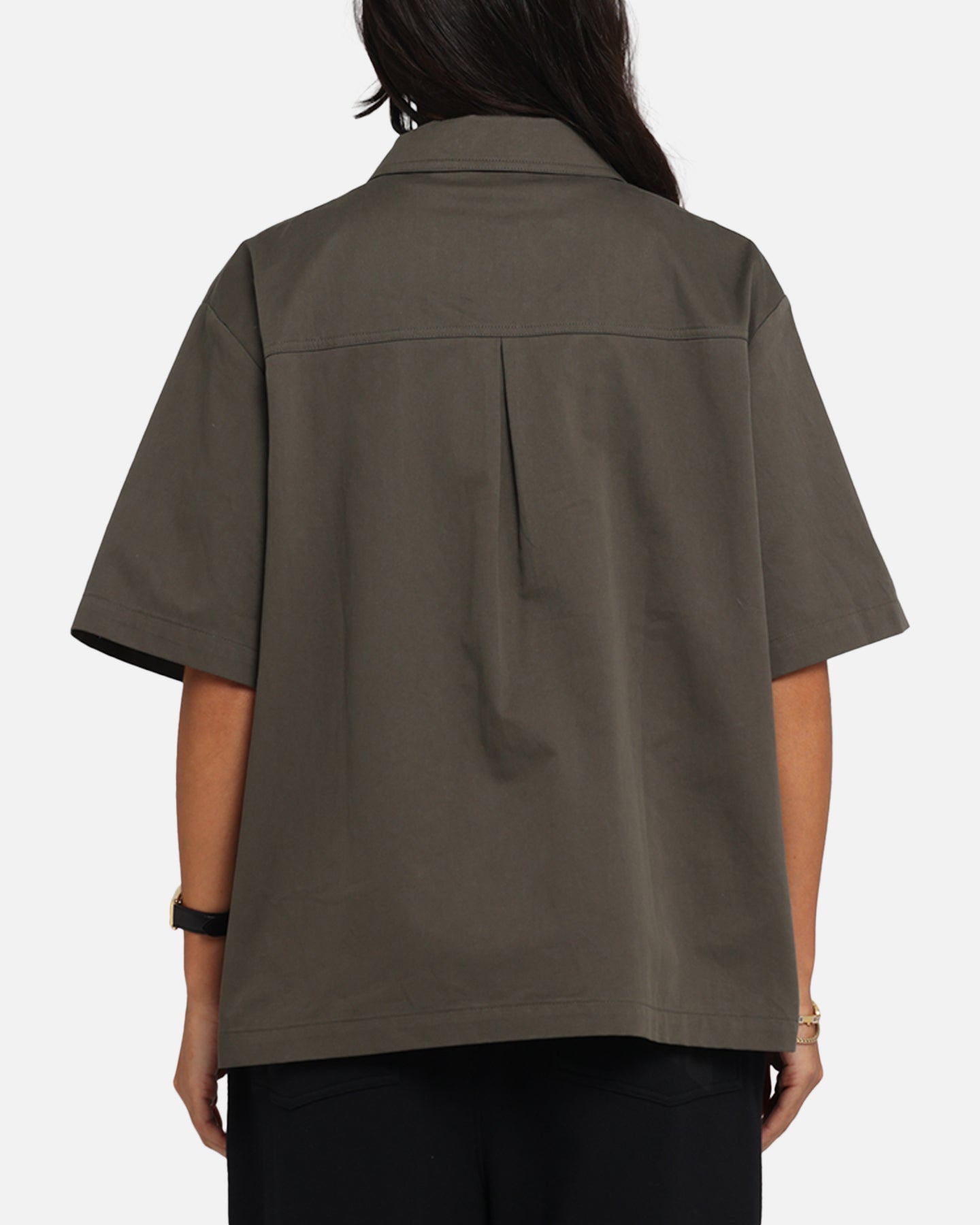 Carre Workwear Zip Up Shirt Khaki Style001