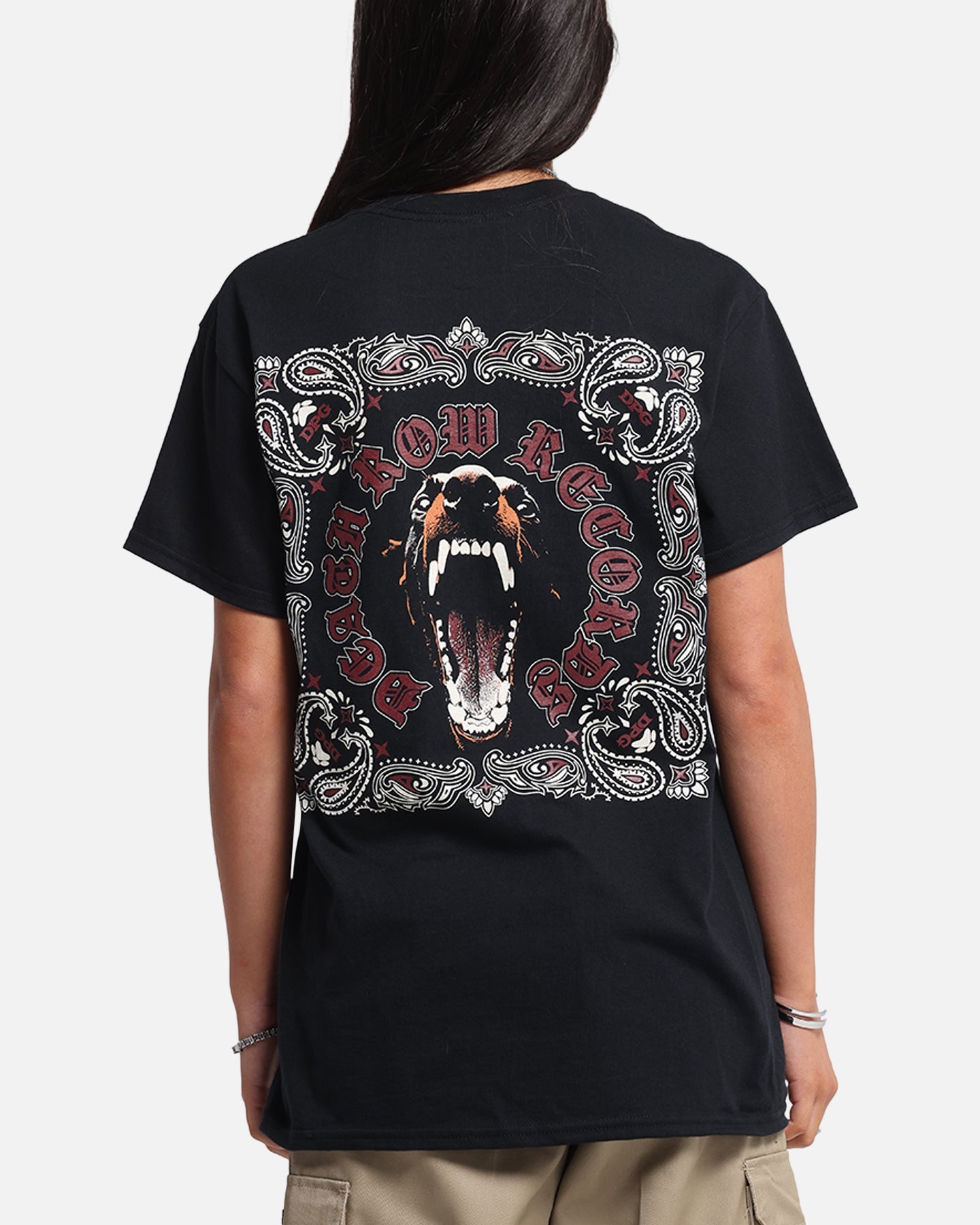 Deathrow Records Doberman Bandana T-Shirt Black Style001