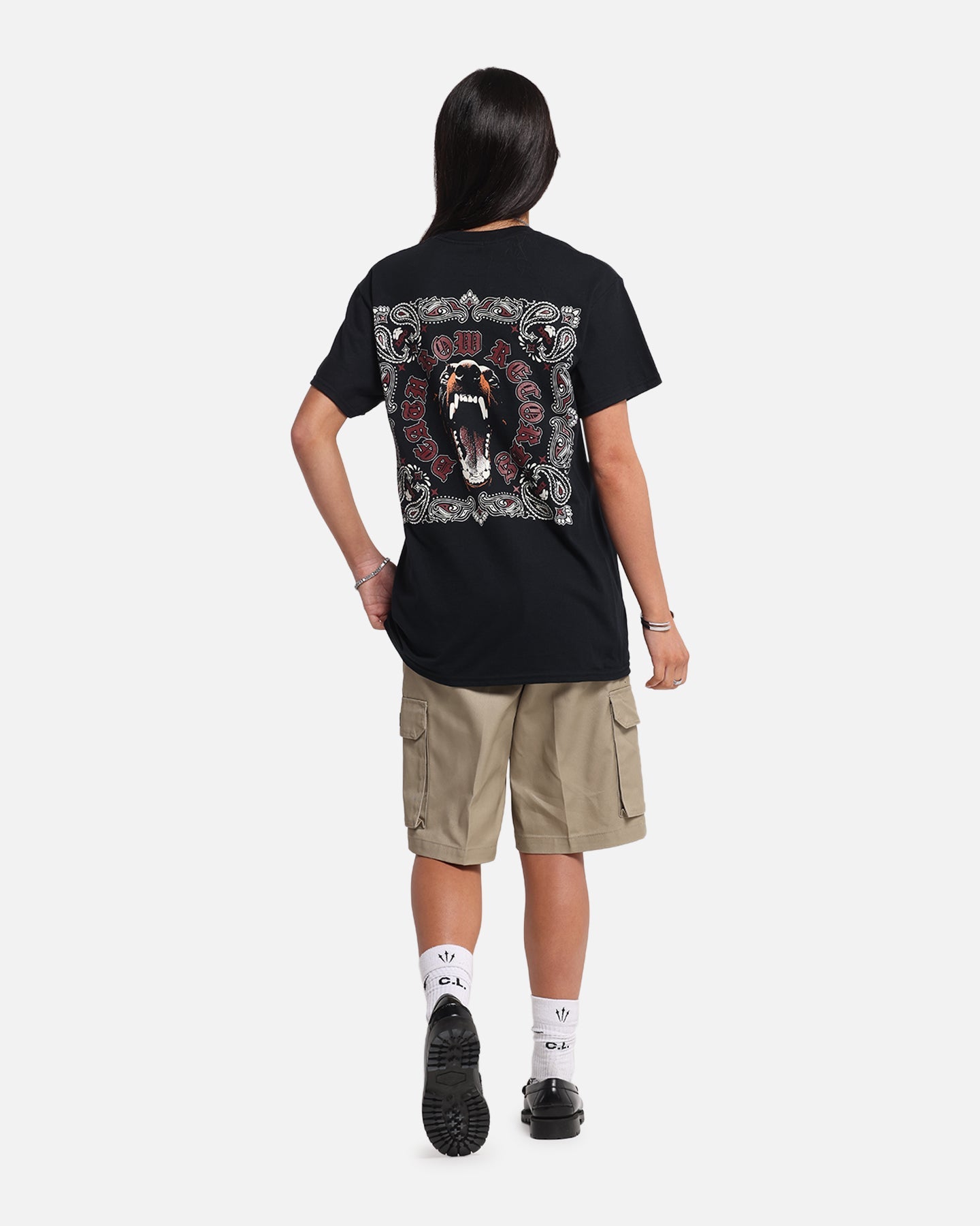 Deathrow Records Doberman Bandana T-Shirt Black Style001