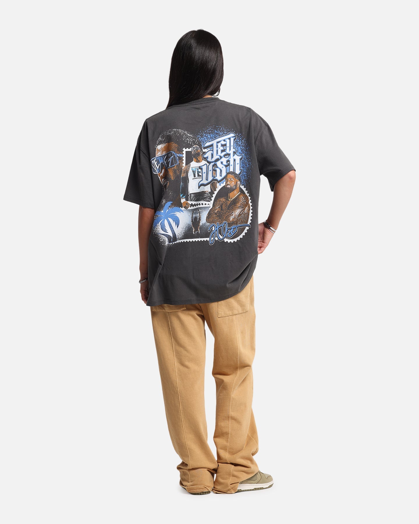 Culture Kings X WWE Jey Uso Wrestlemania XLI Heavy T-Shirt Black Wash Style001