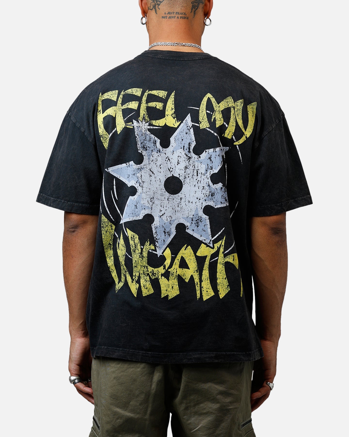 73 Studio Lets Fighting Love Heavyweight T-Shirt Black Acidwash
