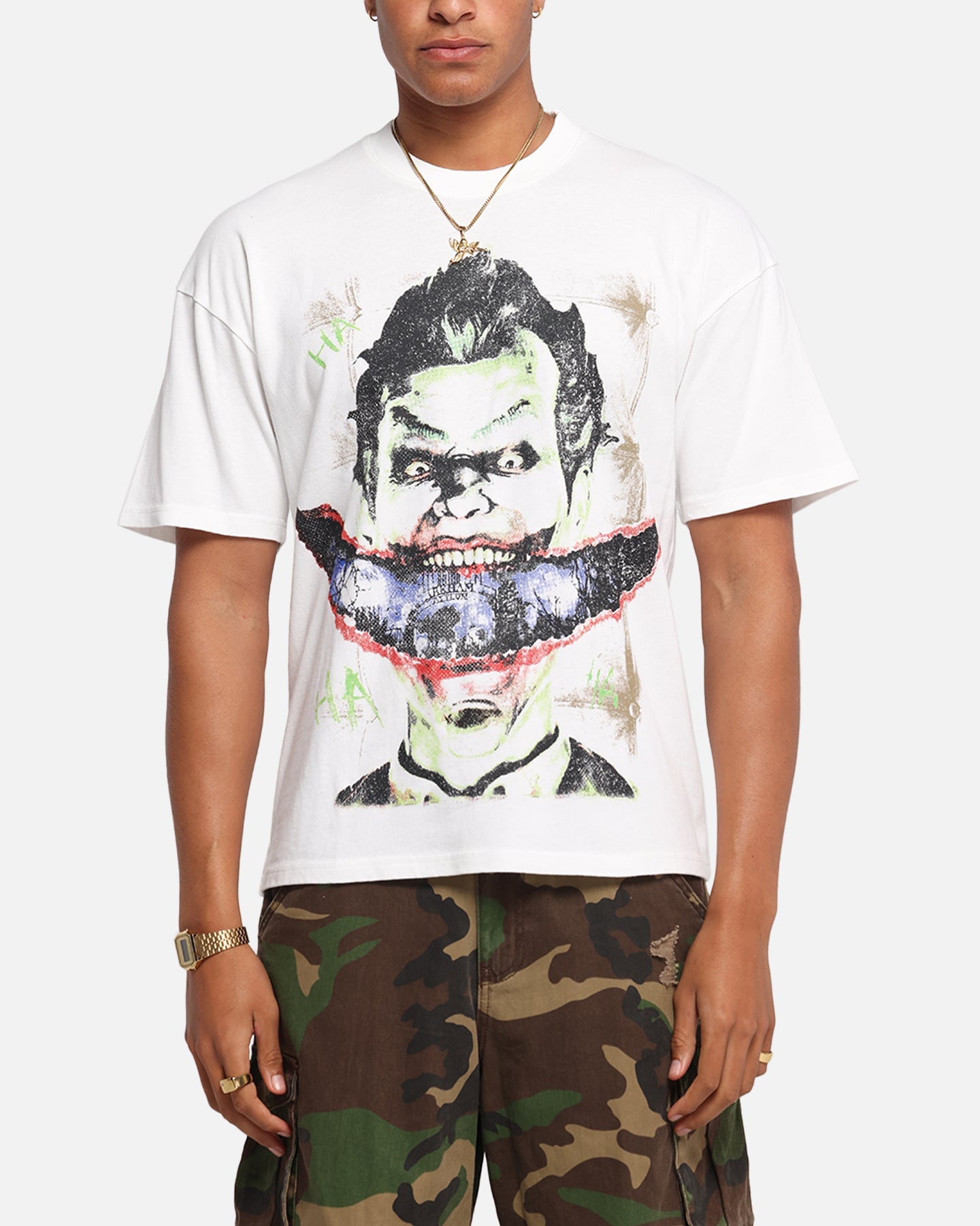 73 Studio X DC Batman Joker Arkham Asylum Vintage T-Shirt Off White