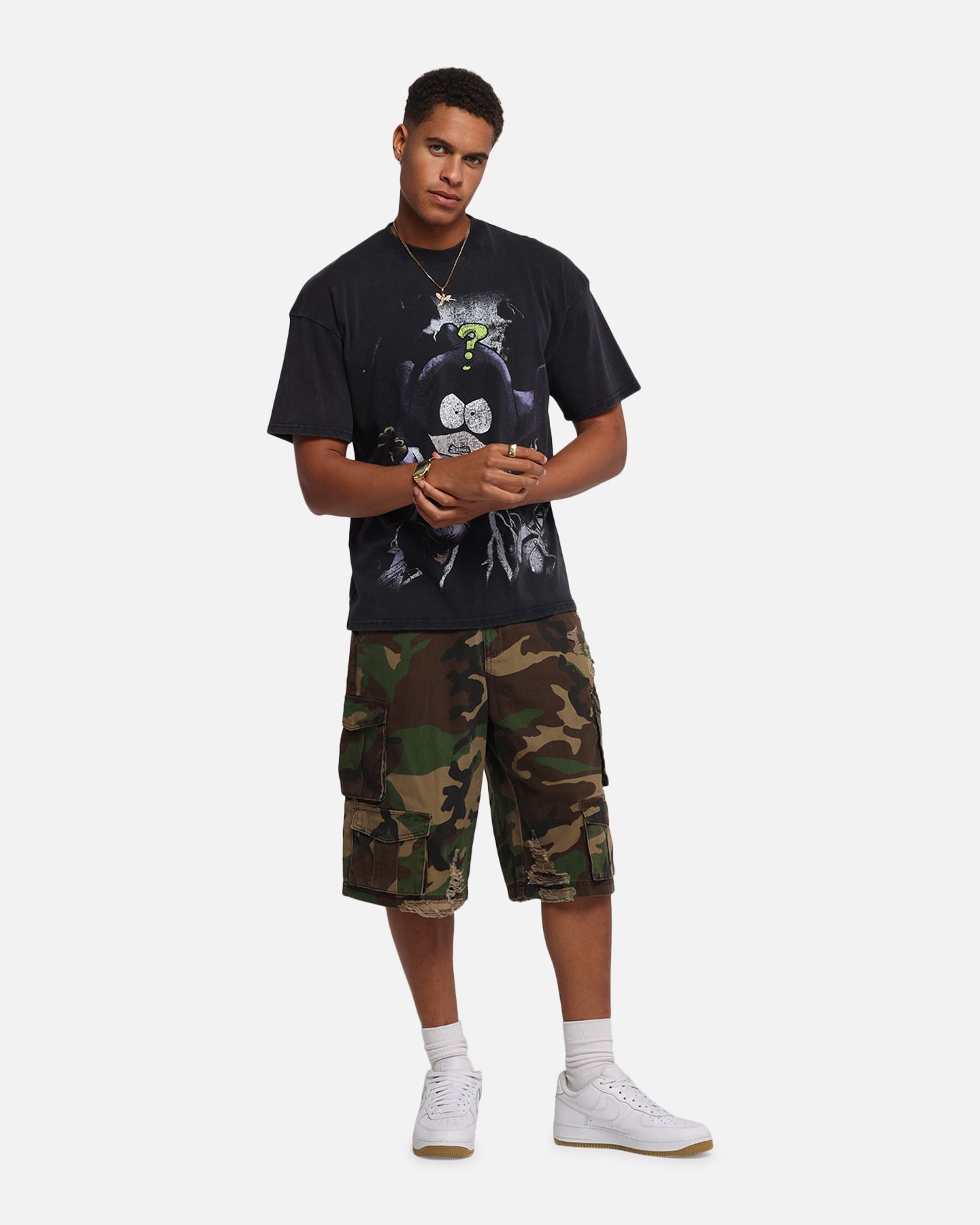 73 Studio X South Park Mysterion Vintage T-Shirt Black Acidwash