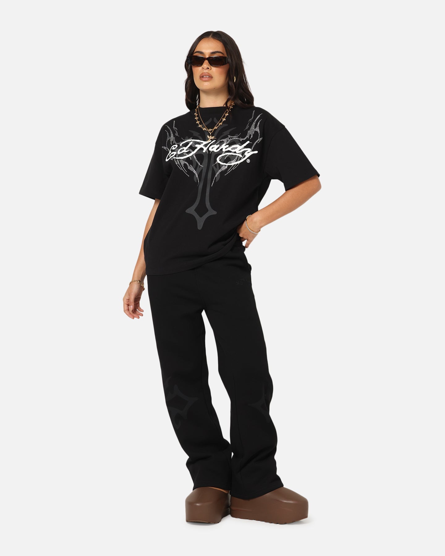 Ed Hardy Trinity Rhinestone T-Shirt Black Style001