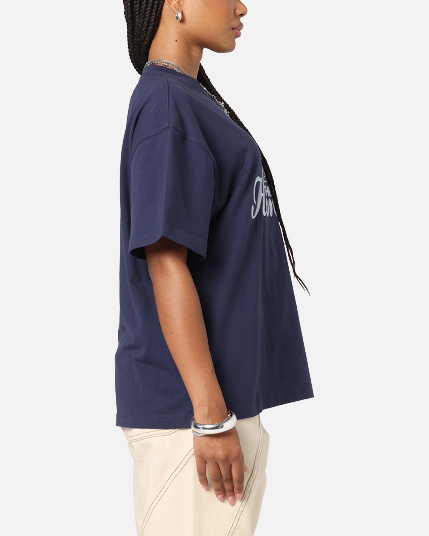 Honor The Gift Auto Club Boxy T-Shirt Navy Style001