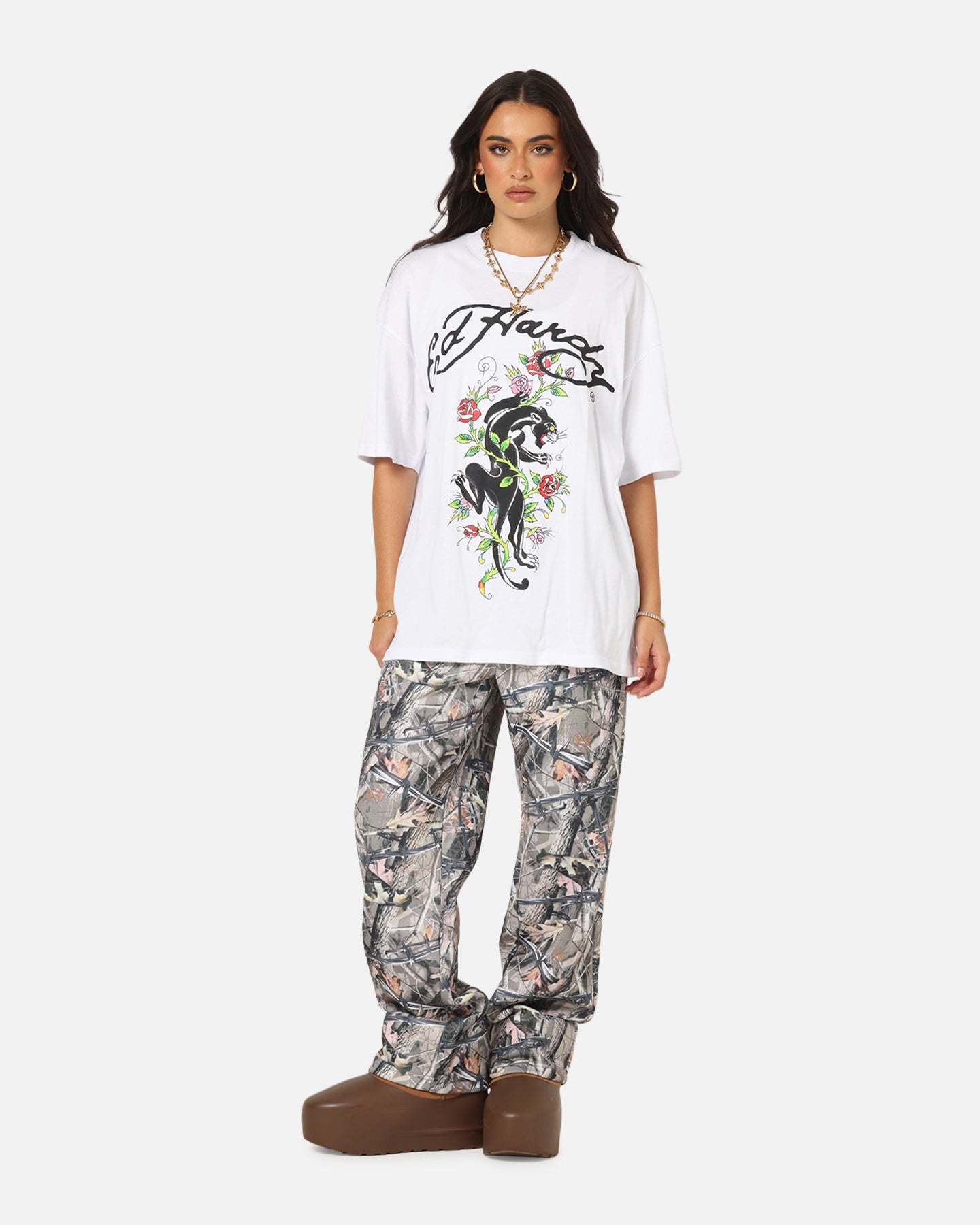 Ed Hardy Savage Bloom T-Shirt White Style001