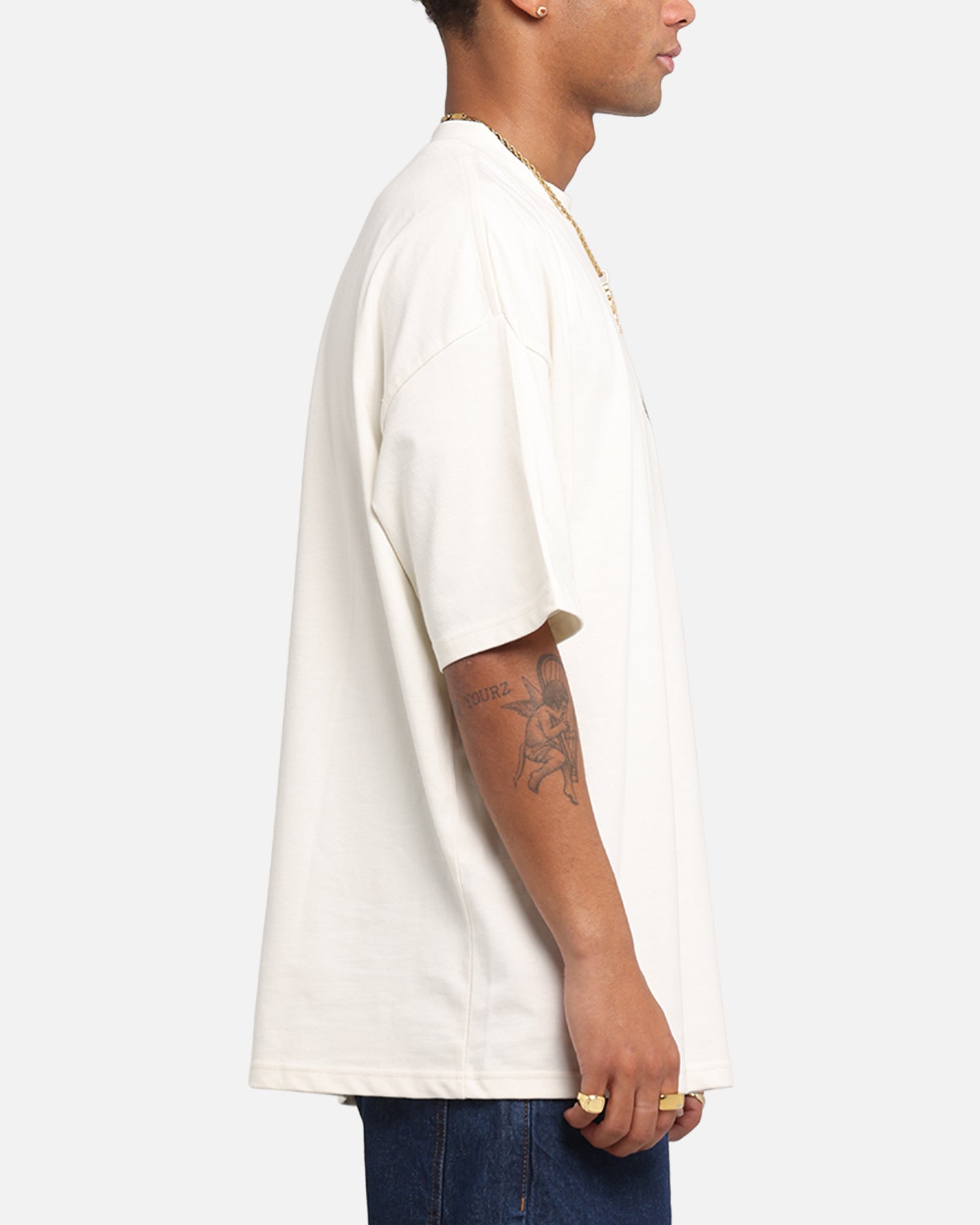 Carre Sacred Letter Mock Neck T-Shirt Off White