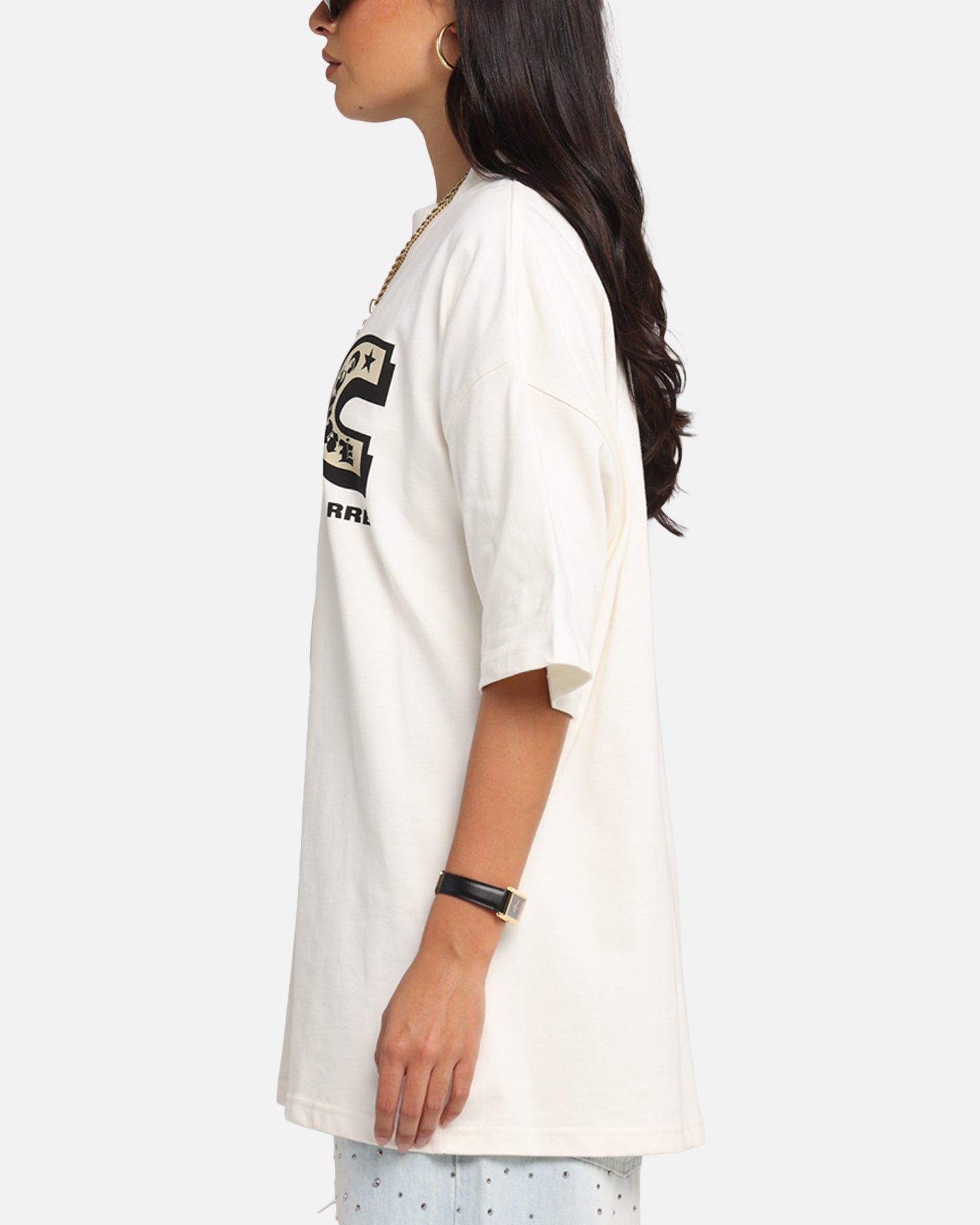 Carre Sacred Letter Mock Neck T-Shirt Off White Style001