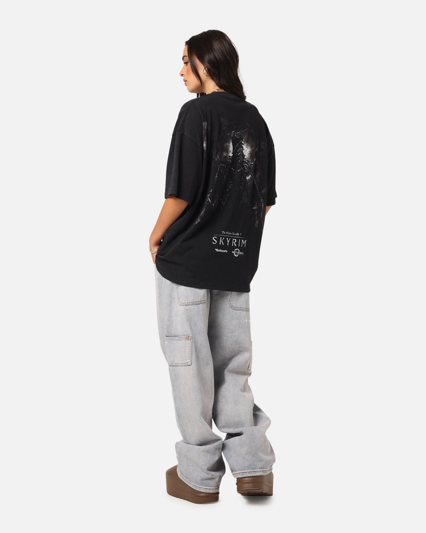 73 Studio X The Elder Scrolls V: Skyrim '11 Dragonborn Vintage T-Shirt Black Acidwash Style001