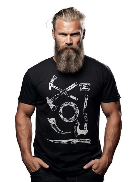 020 Axes Knives Ring Viking T-Shirt