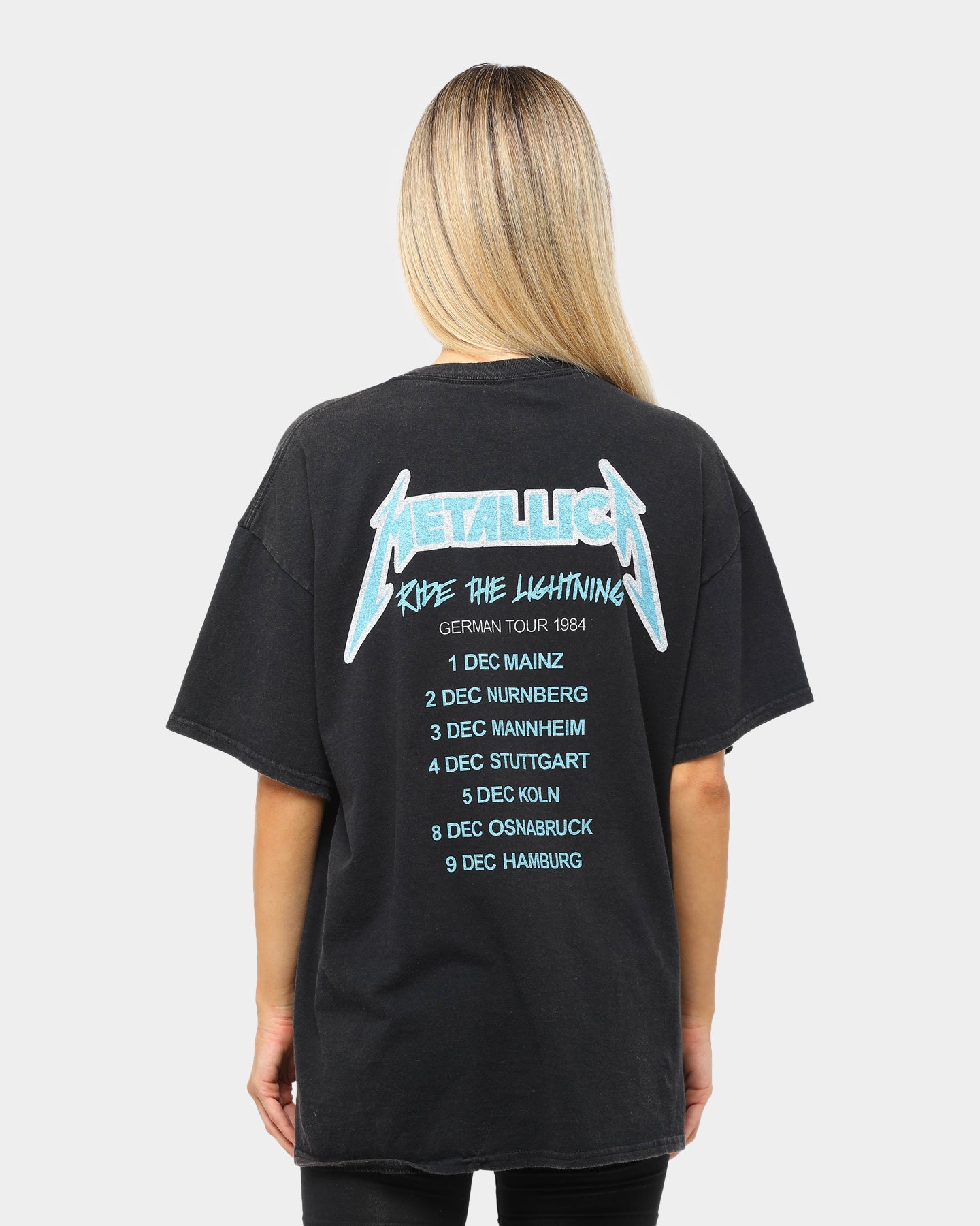 Metallica Ride the Lightning Vintage Tee Washed Black Style001