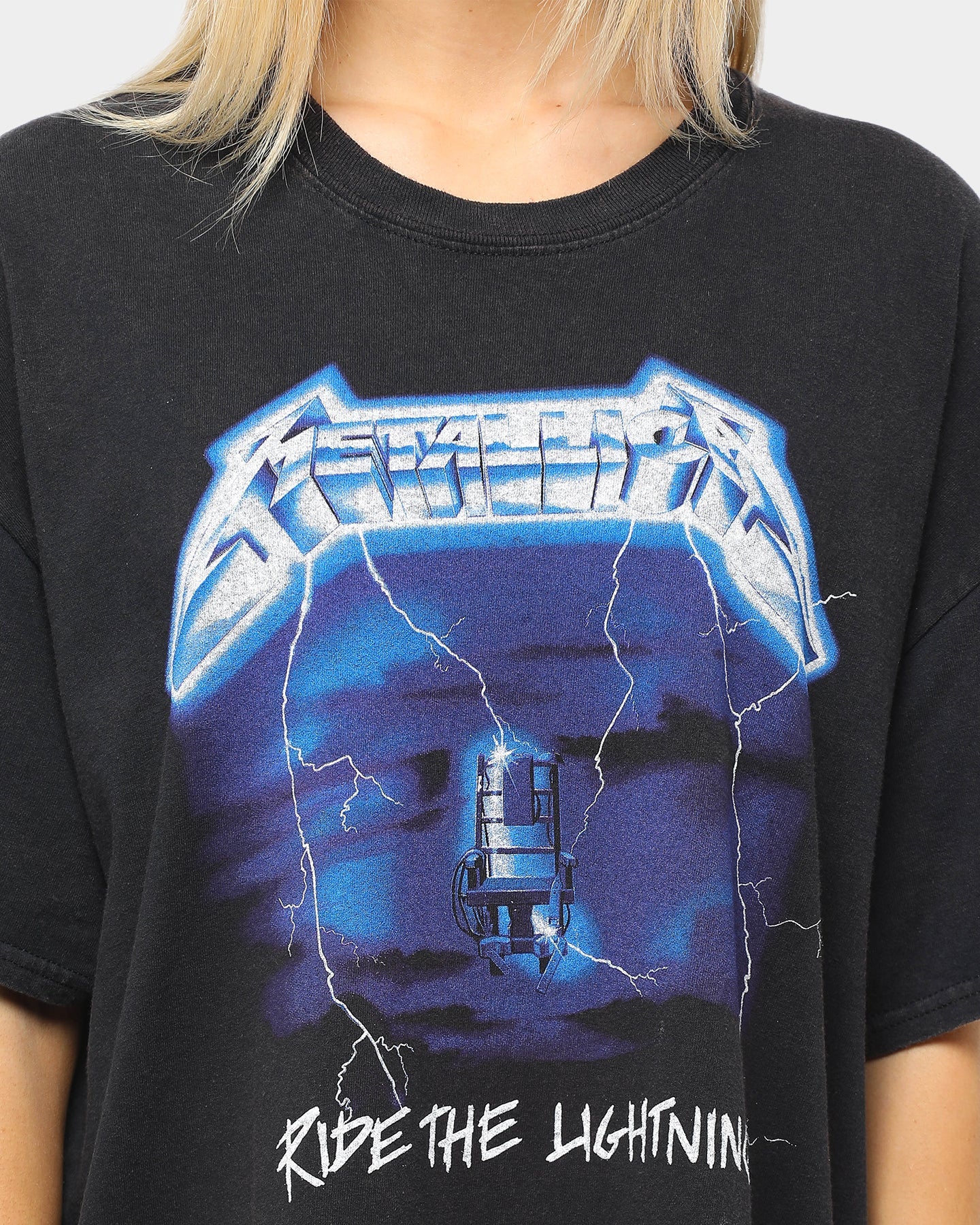 Metallica Ride the Lightning Vintage Tee Washed Black Style001