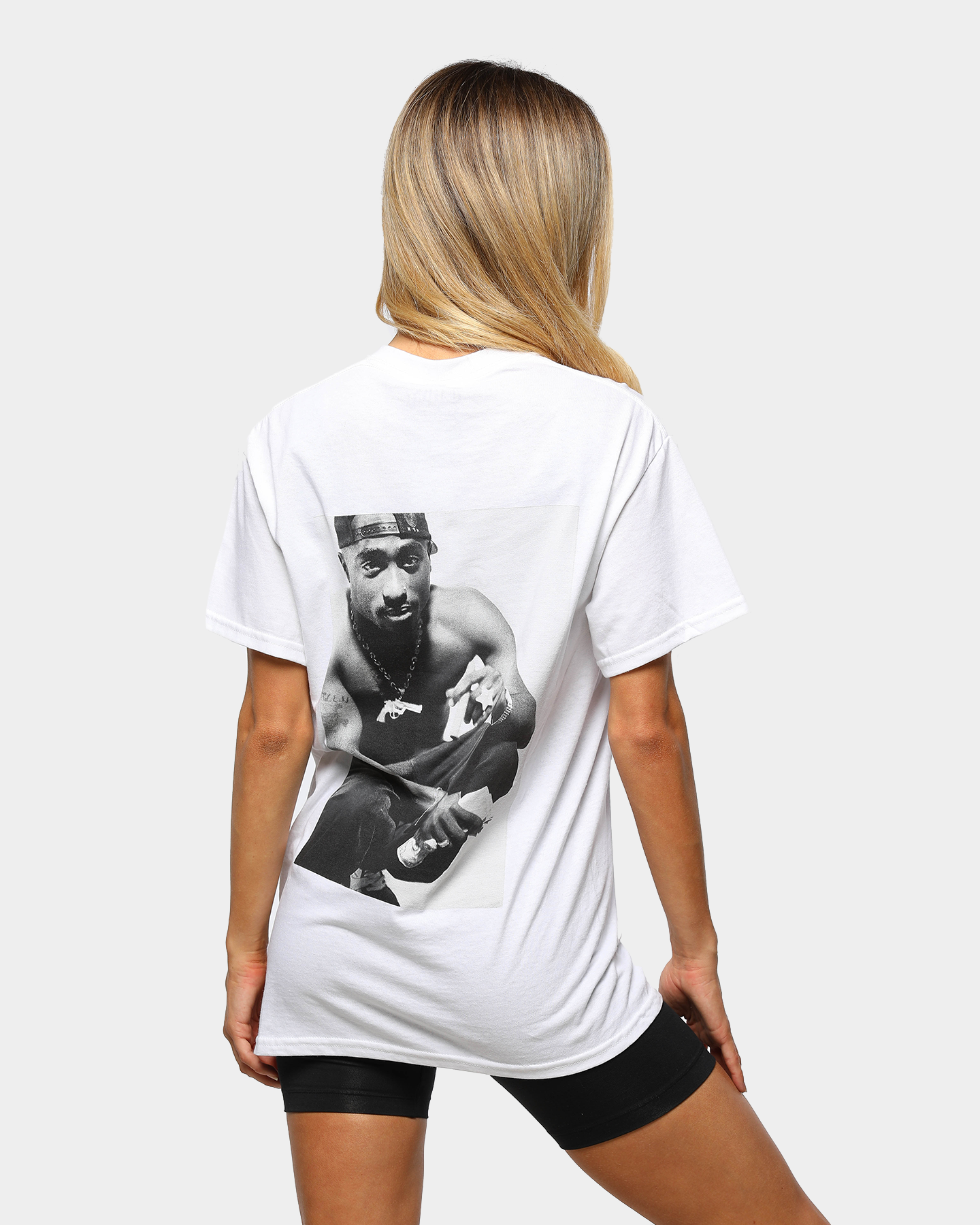 Men's Tupac Frame Photo T-Shirt White Style001