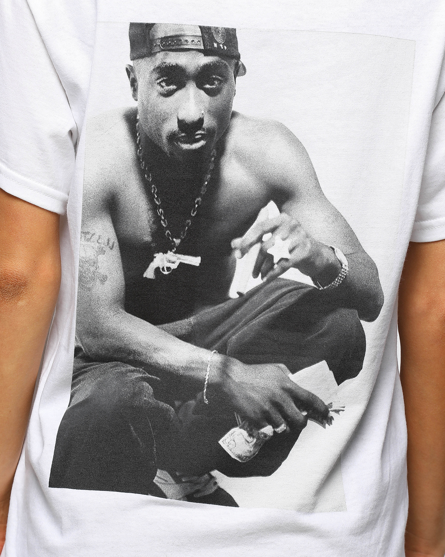 Men's Tupac Frame Photo T-Shirt White Style001