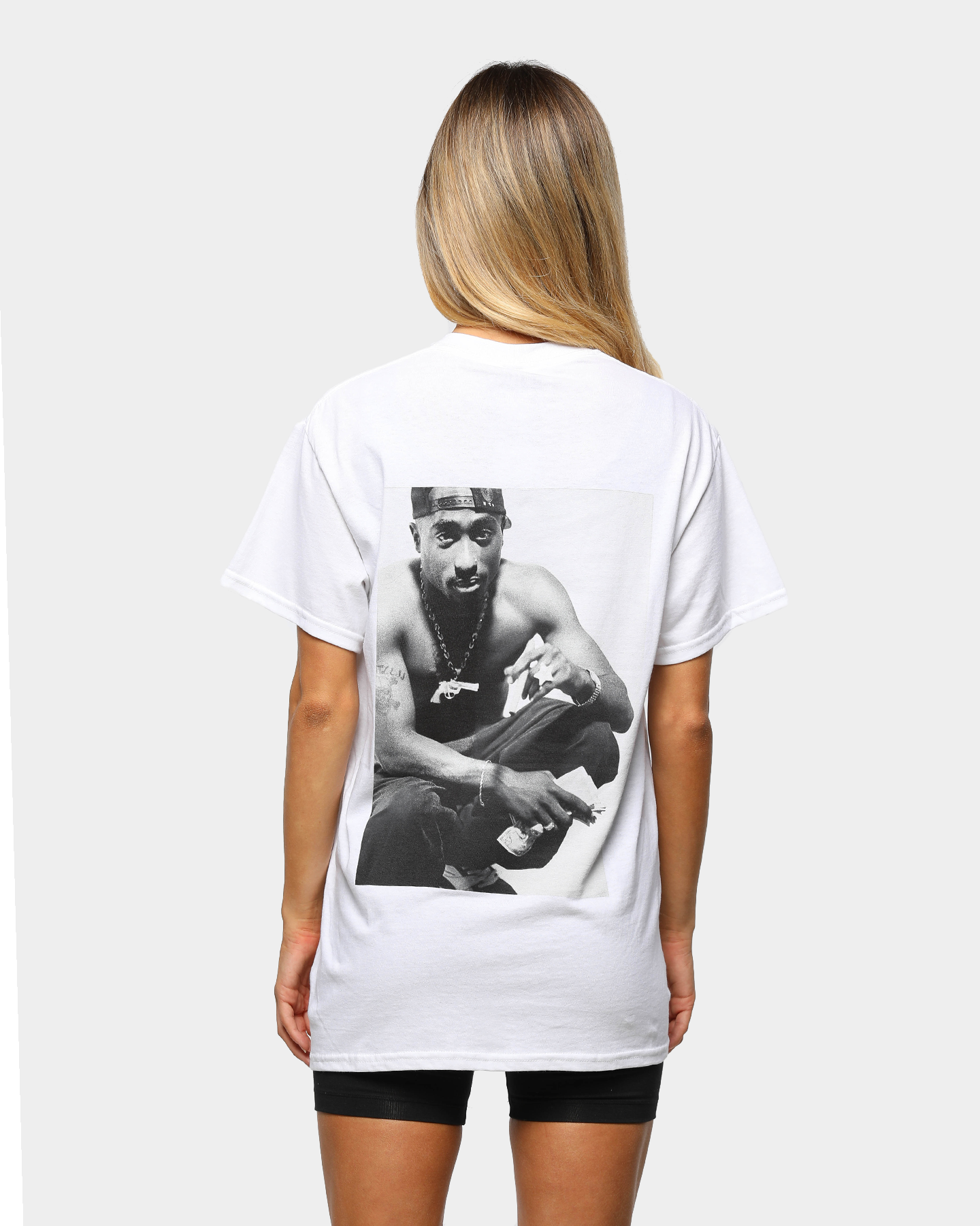 Men's Tupac Frame Photo T-Shirt White Style001