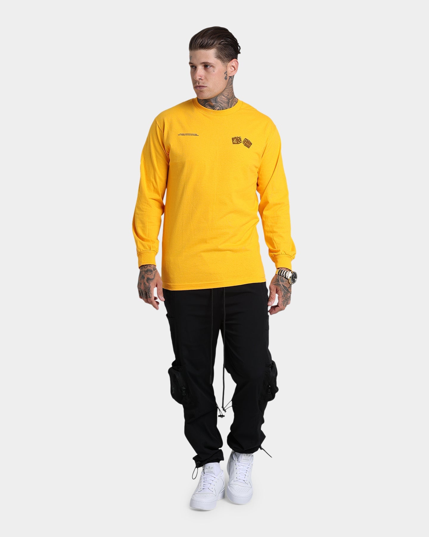 4HUNNID Roll The Dice Long Sleeve T-Shirt Mustard