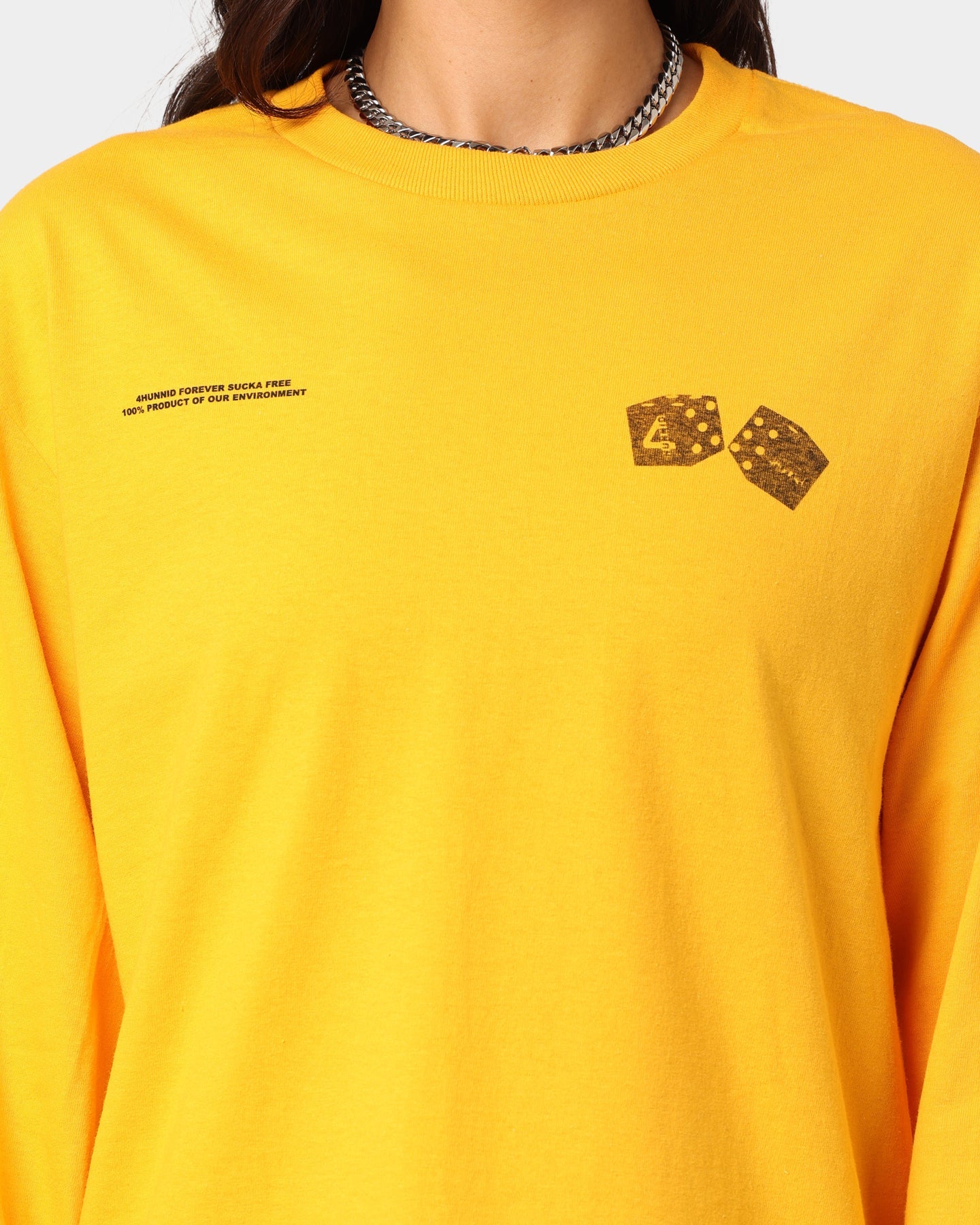 4HUNNID Roll The Dice Long Sleeve T-Shirt Mustard Style001