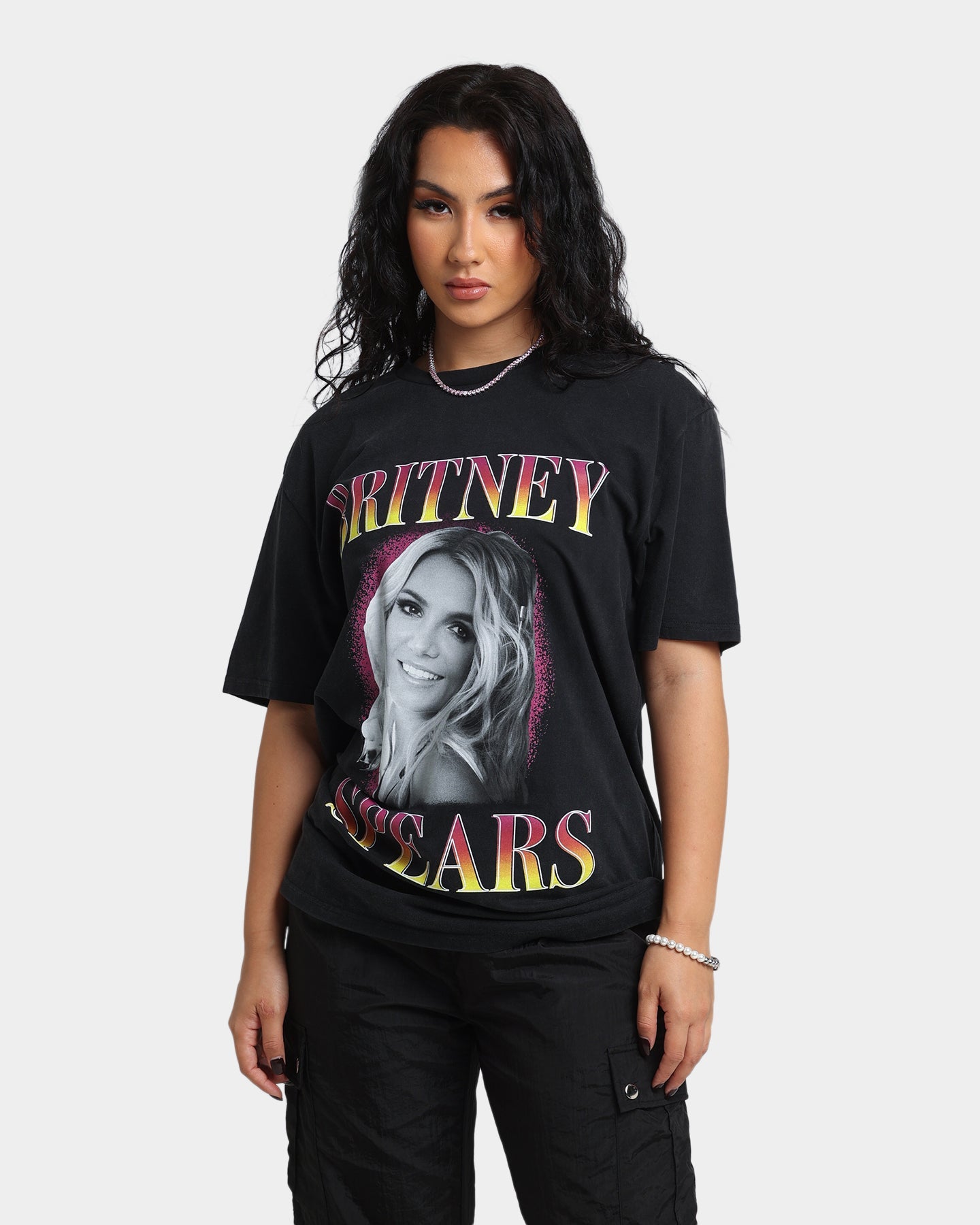 Britney Spears Hot Gradient T-Shirt Washed Black Style001