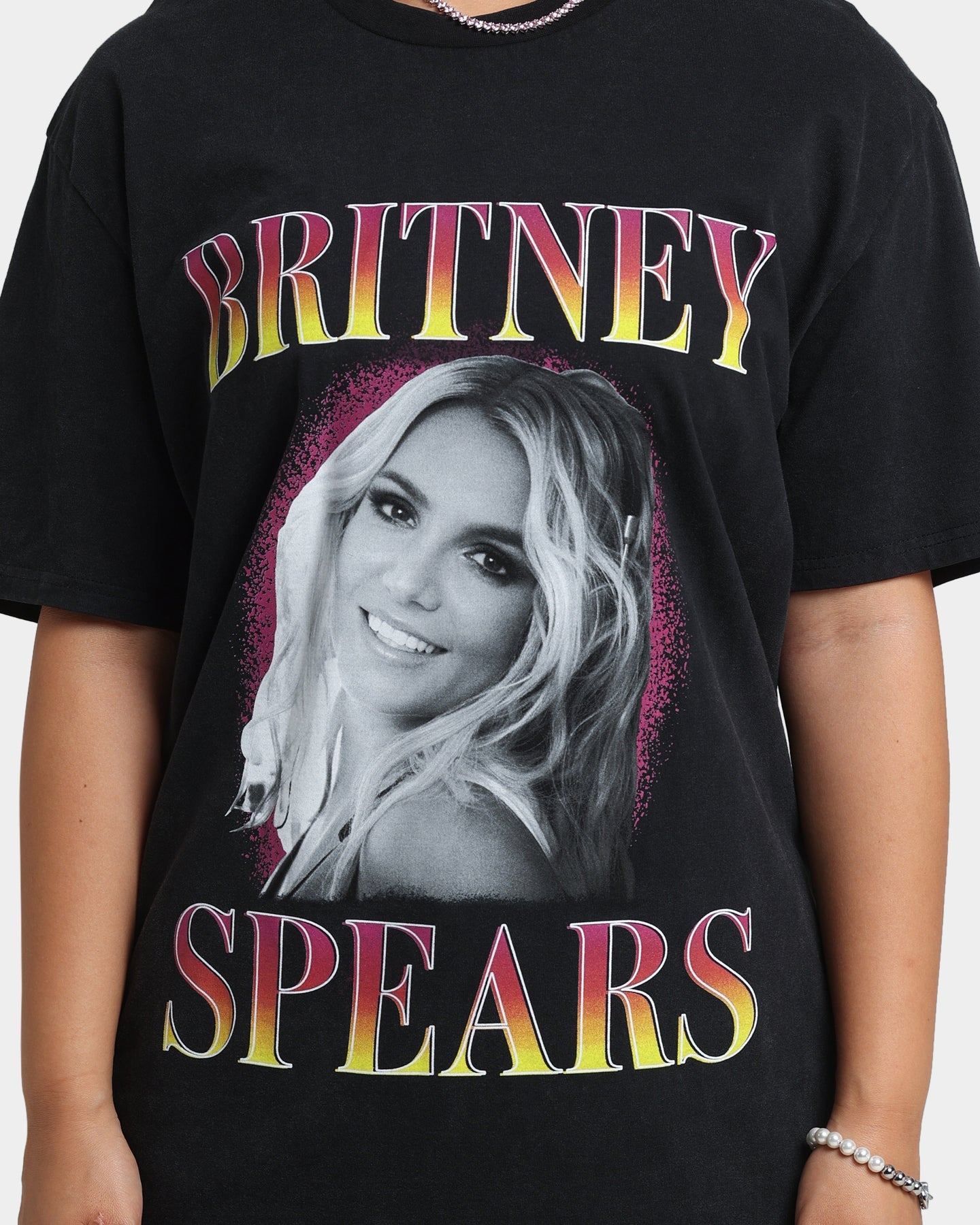 Britney Spears Hot Gradient T-Shirt Washed Black Style001