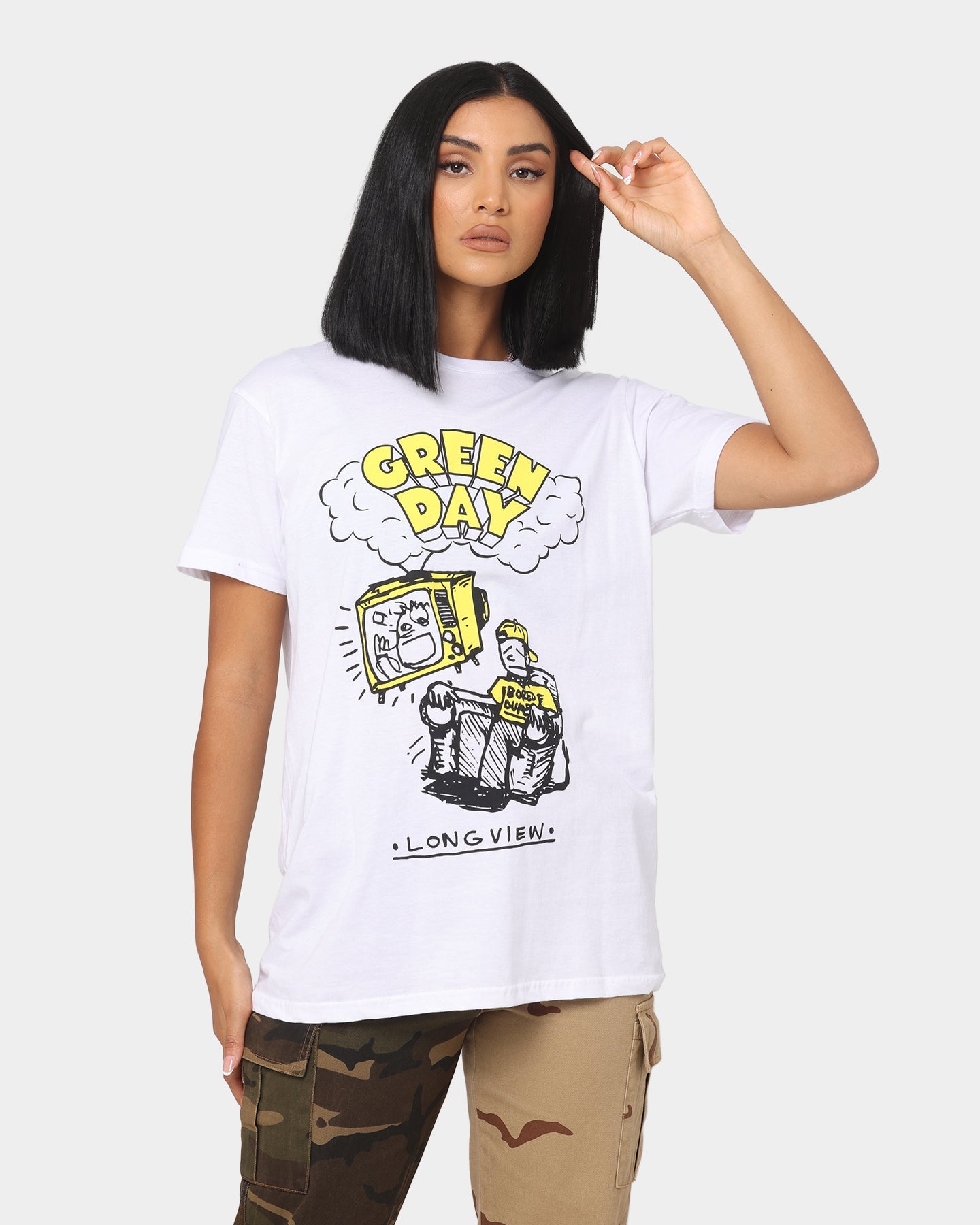 Green Day Longview Doodle T-Shirt White Style001