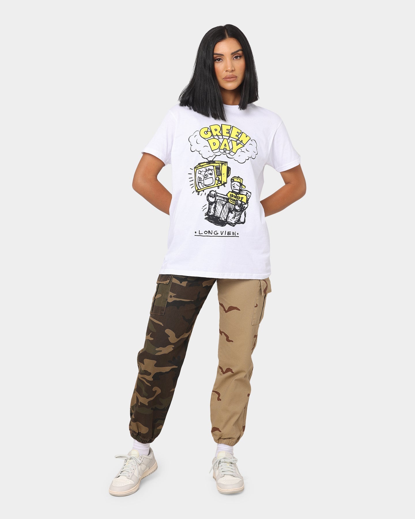 Green Day Longview Doodle T-Shirt White Style001