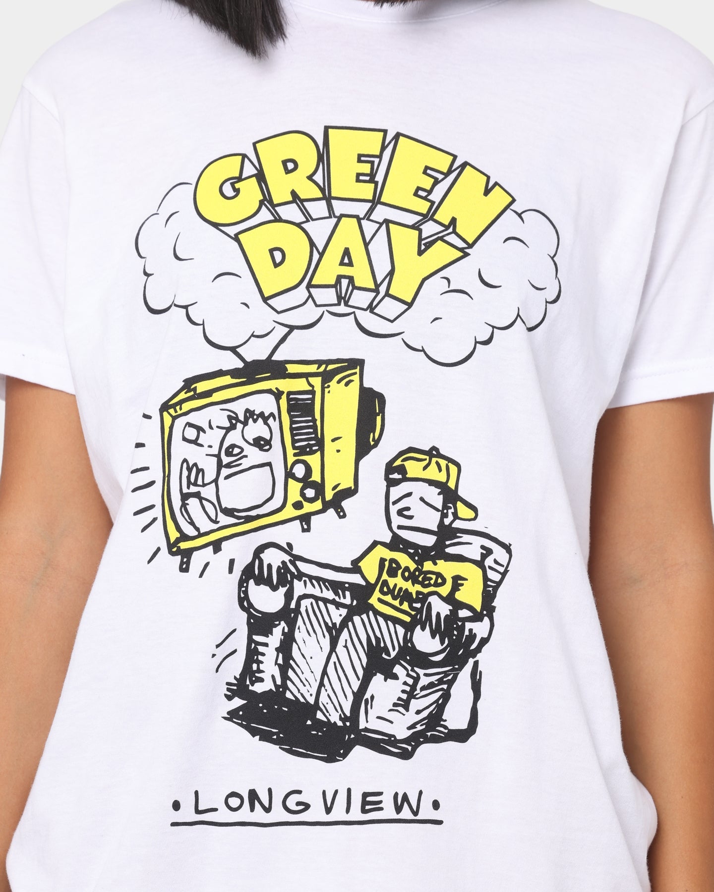 Green Day Longview Doodle T-Shirt White Style001