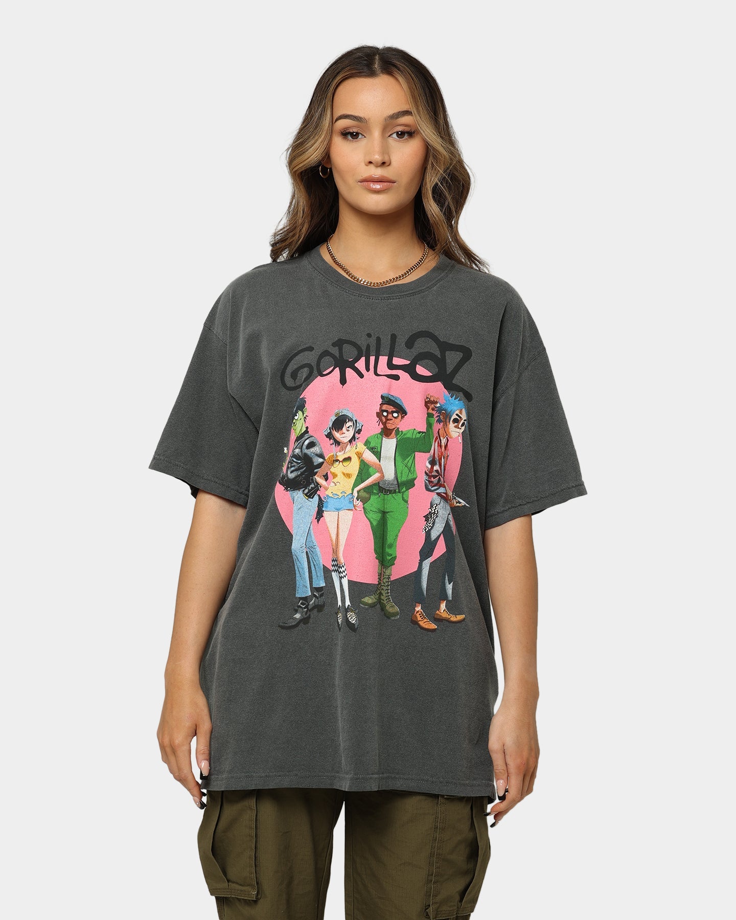 Gorillaz Coral Circle T-Shirt Grey Style001