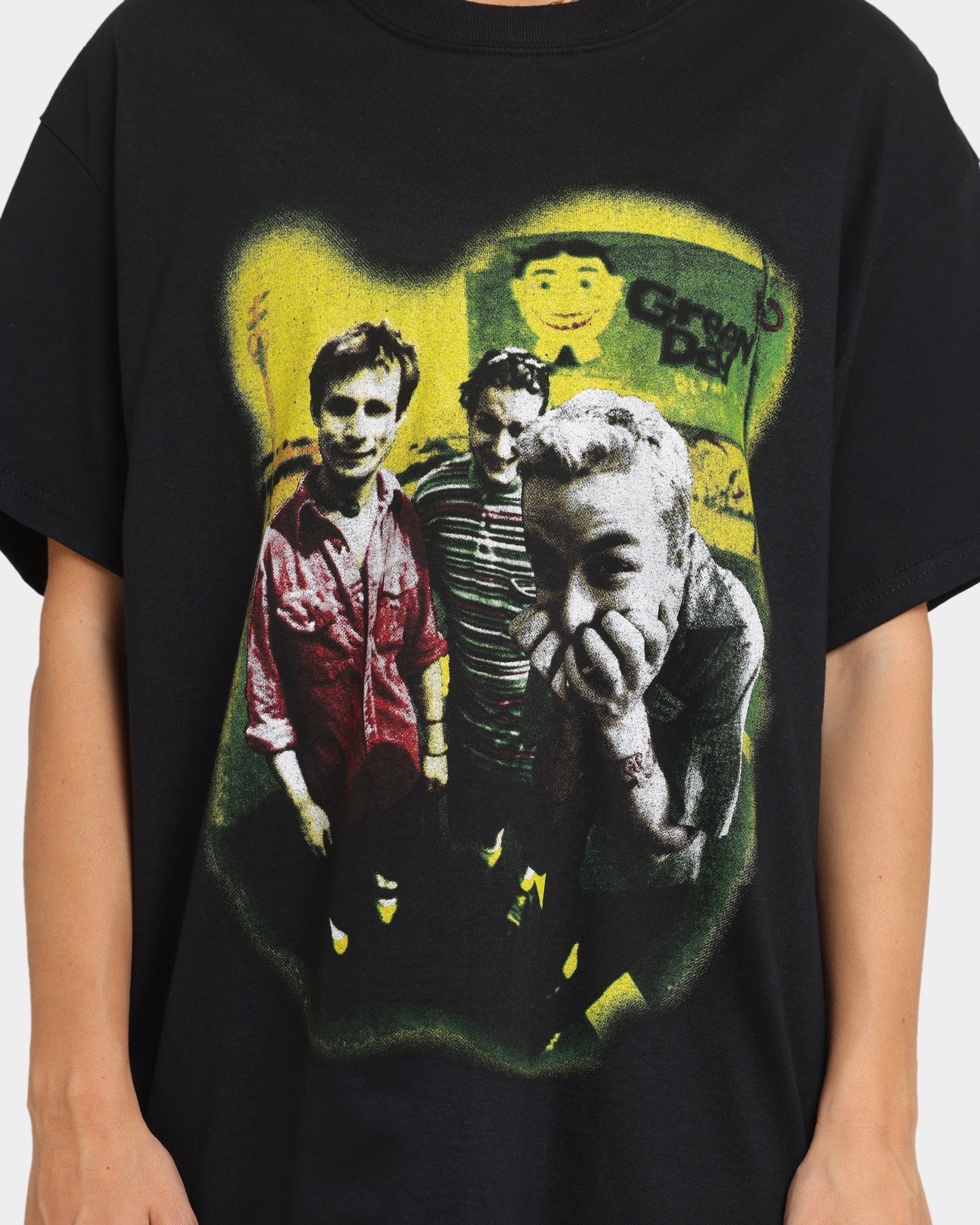 Green Day Neon Photo T-Shirt Black Style001
