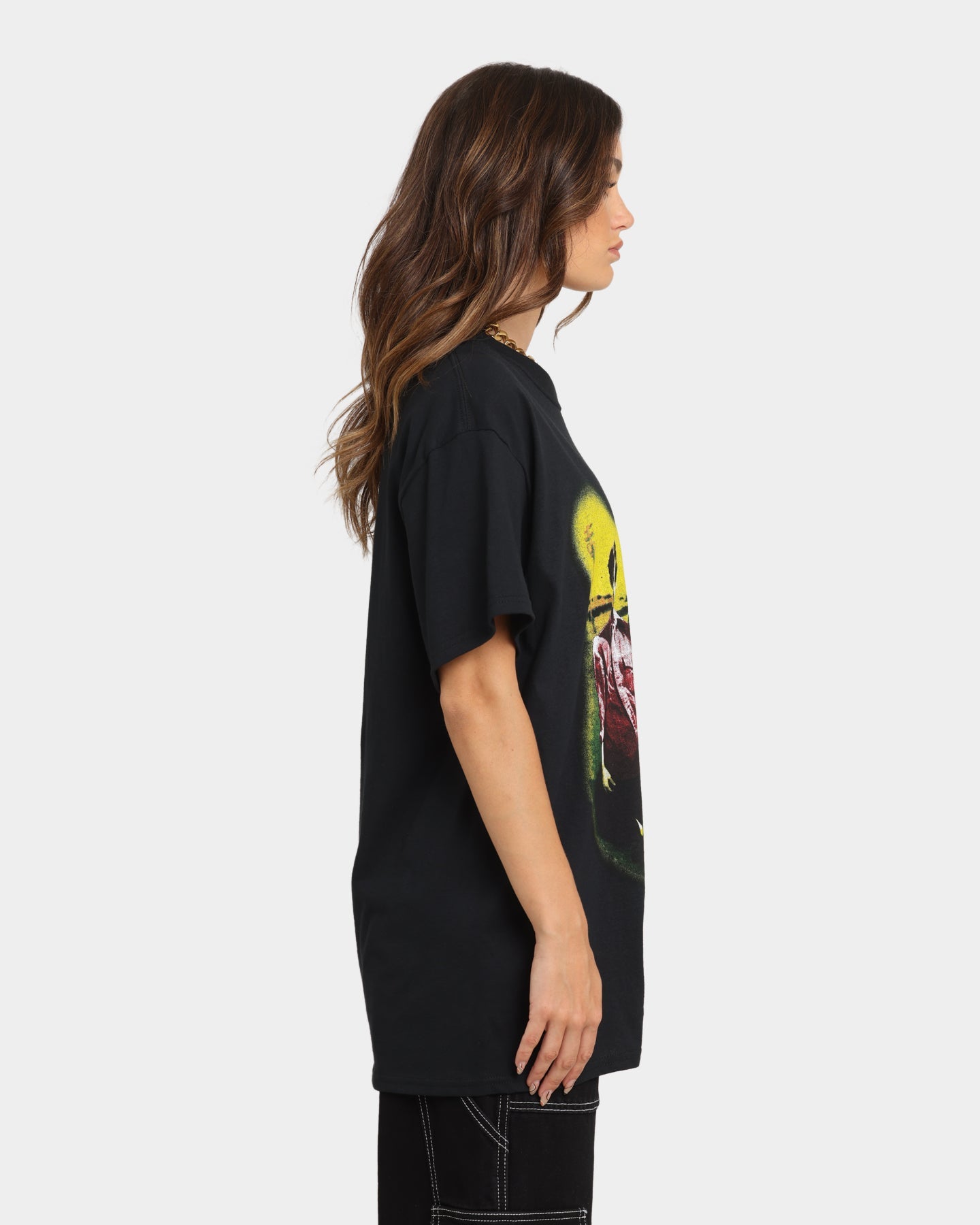 Green Day Neon Photo T-Shirt Black Style001