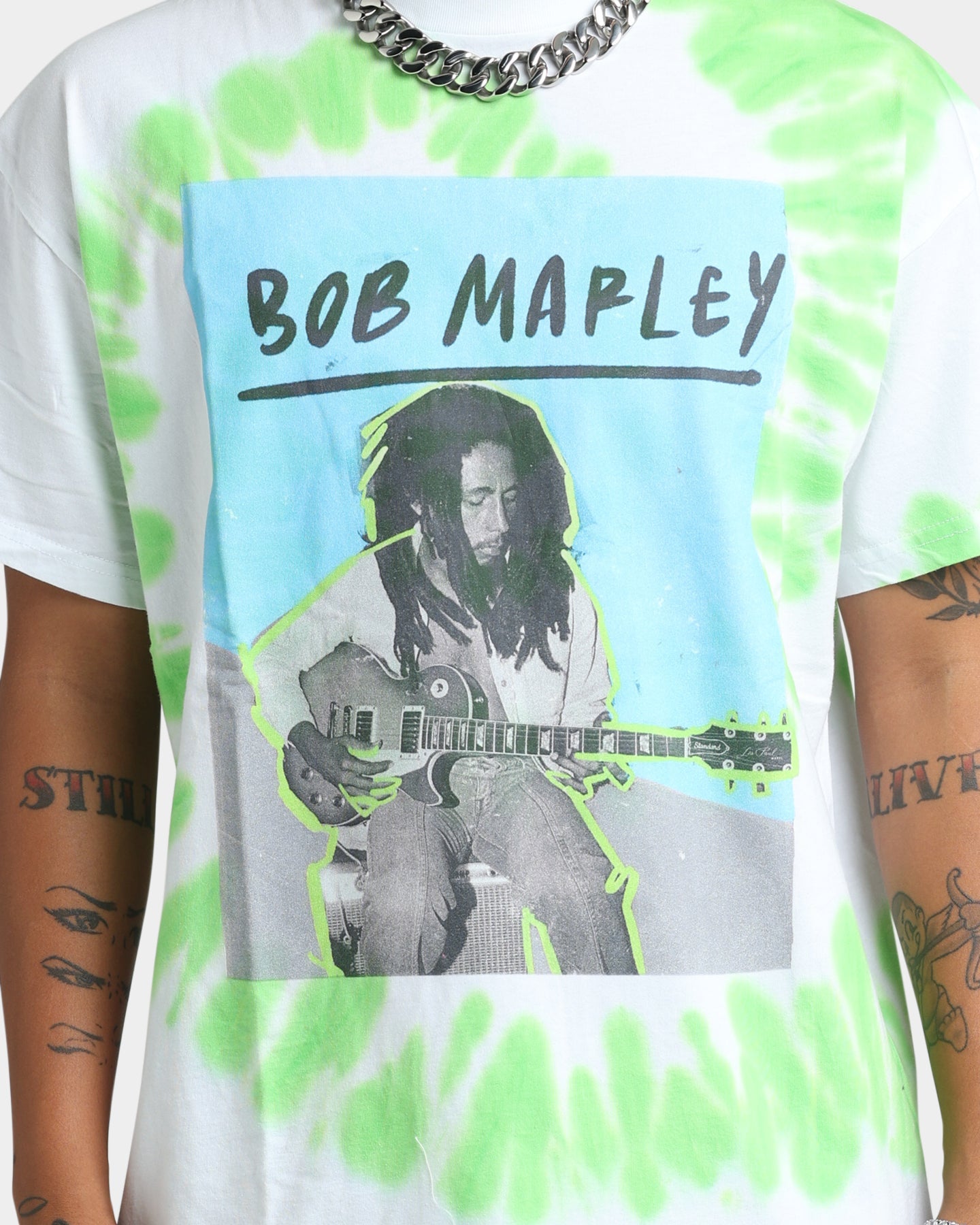 Bob Marley Photo Tie Dye T-Shirt White